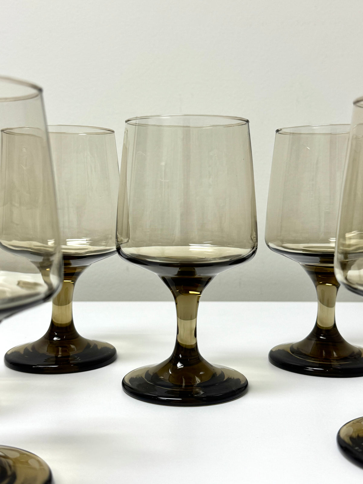 Vintage Tawny Smoke Water Glasses Set of 6