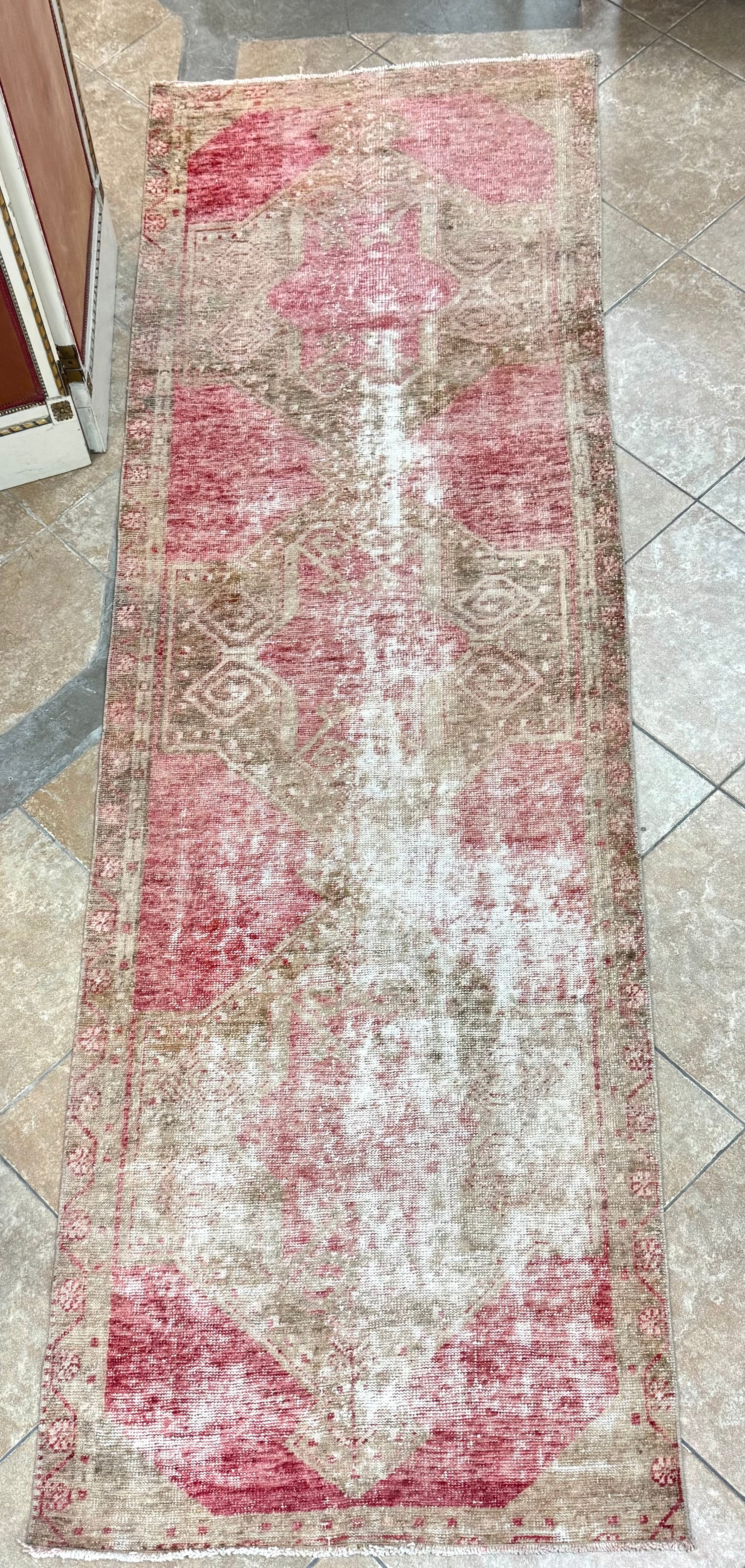 Turkish Oushak Hand-woven Distressed 10'-5" x 3'-6" Runner