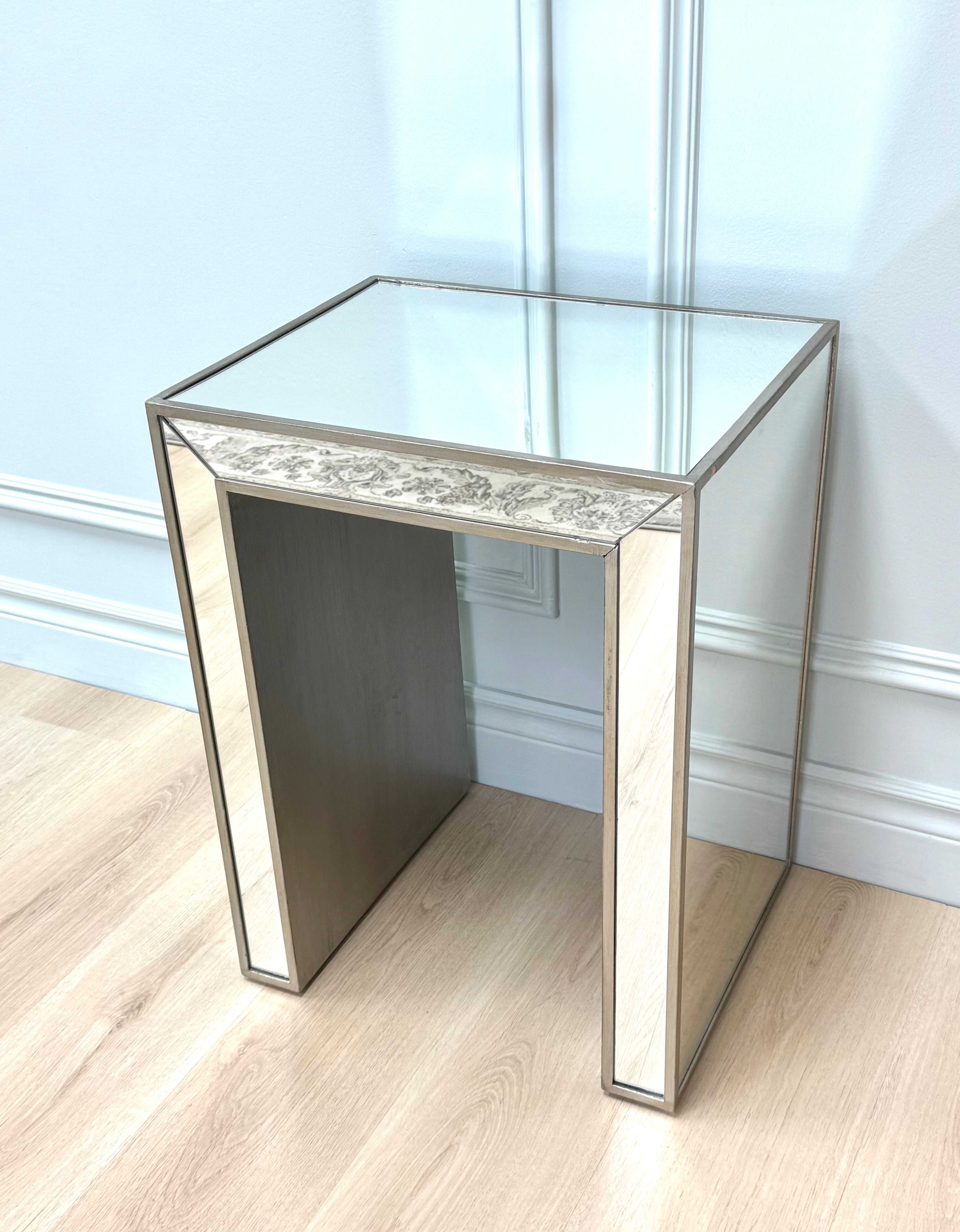 Burnished Silver Mirrored Side Table