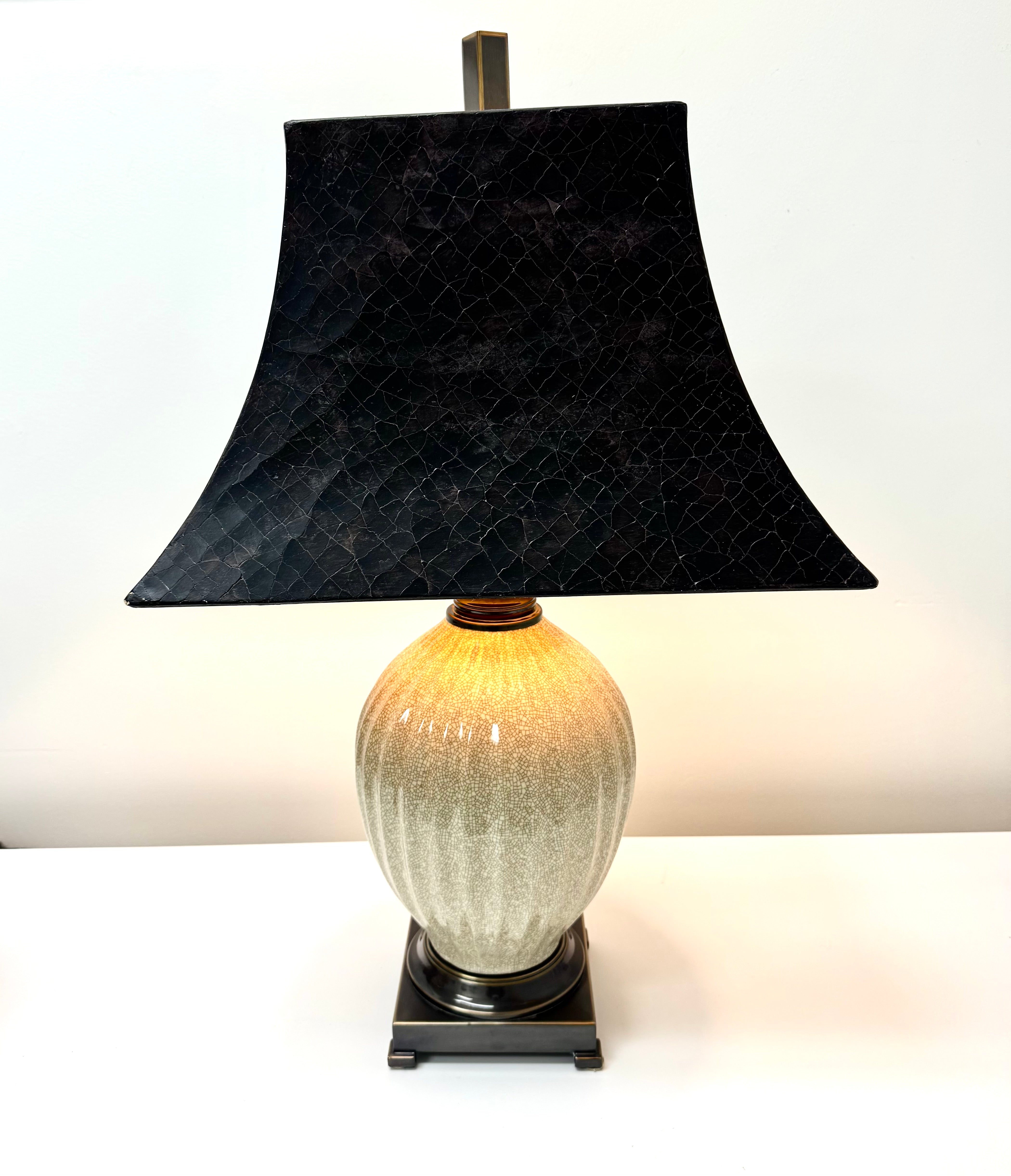 Crackled Ceramic Urn Lamp