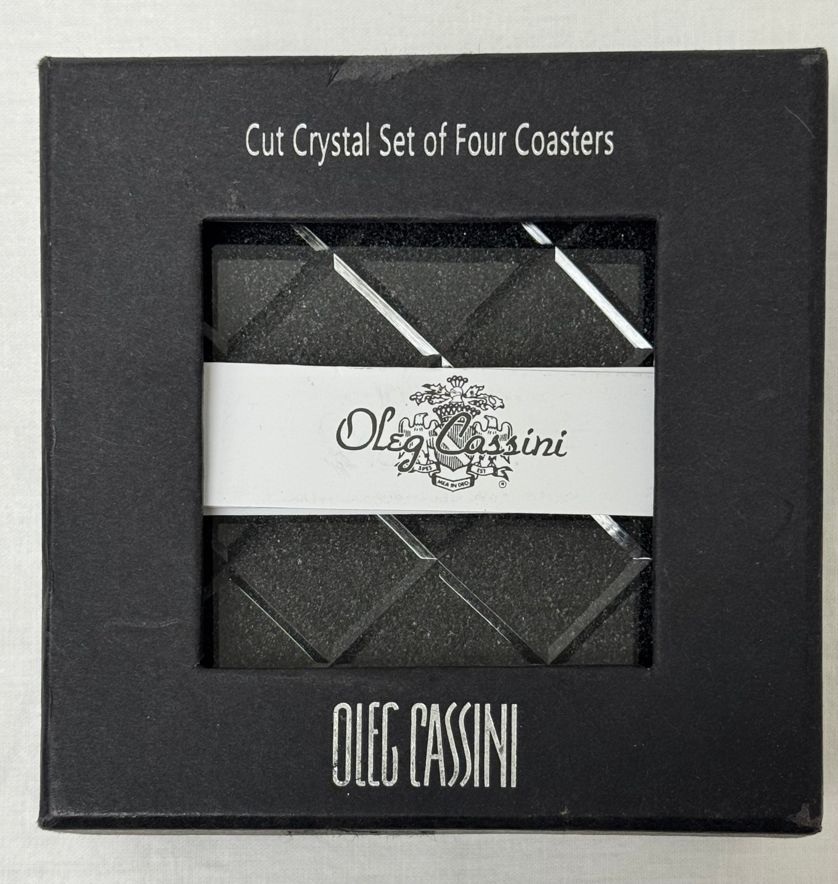 OLEG CASSINI Cut Crystal Coasters Set of 4