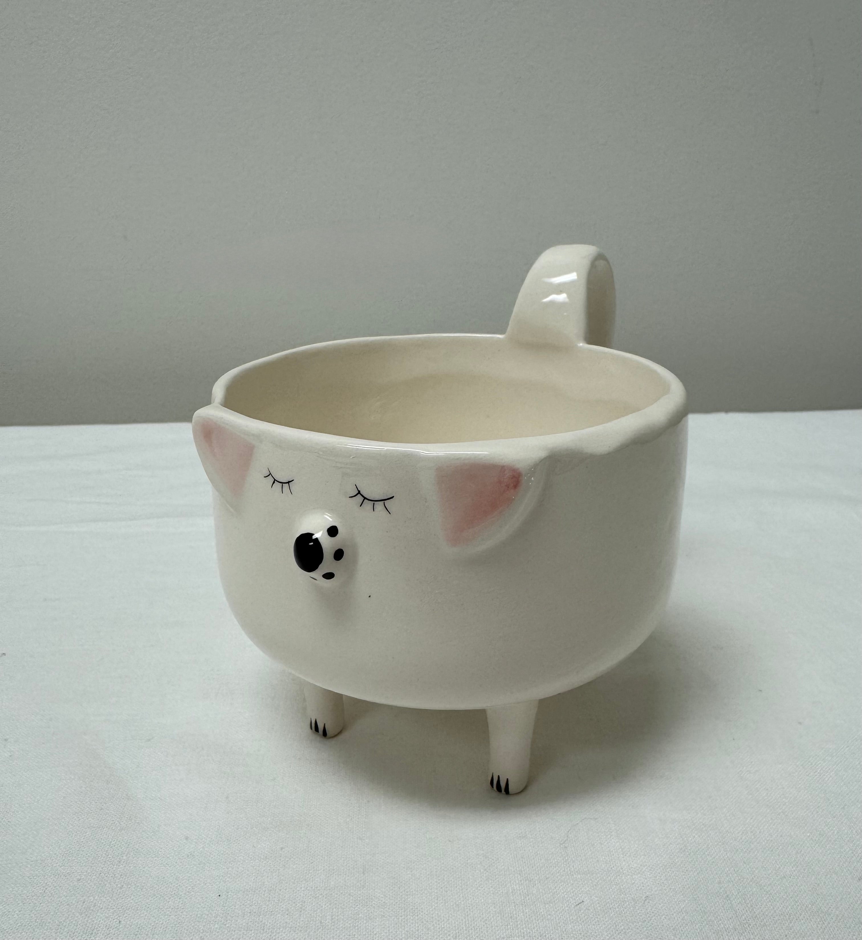 White Ceramic Dog Mug with Legs
