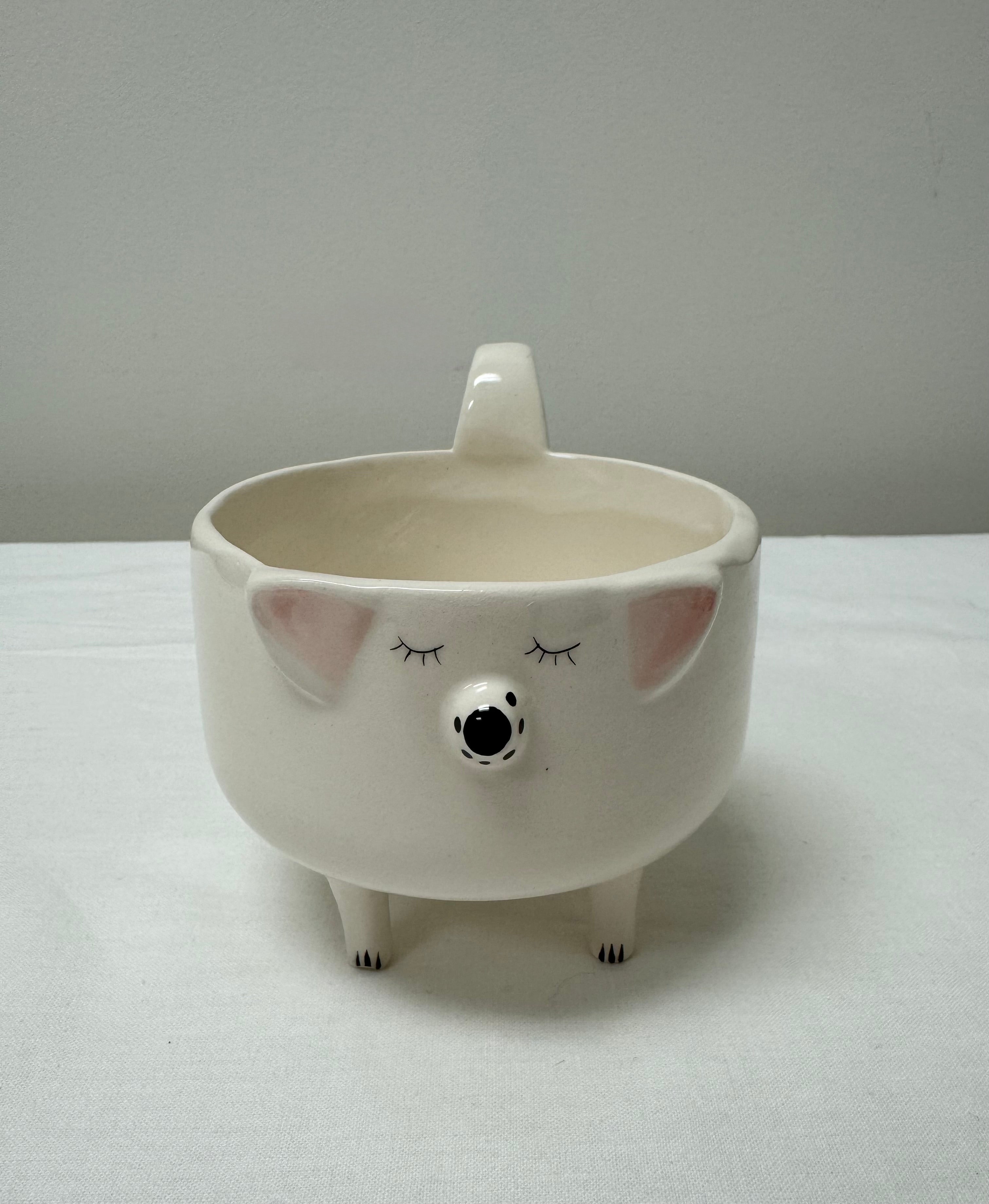 White Ceramic Dog Mug with Legs