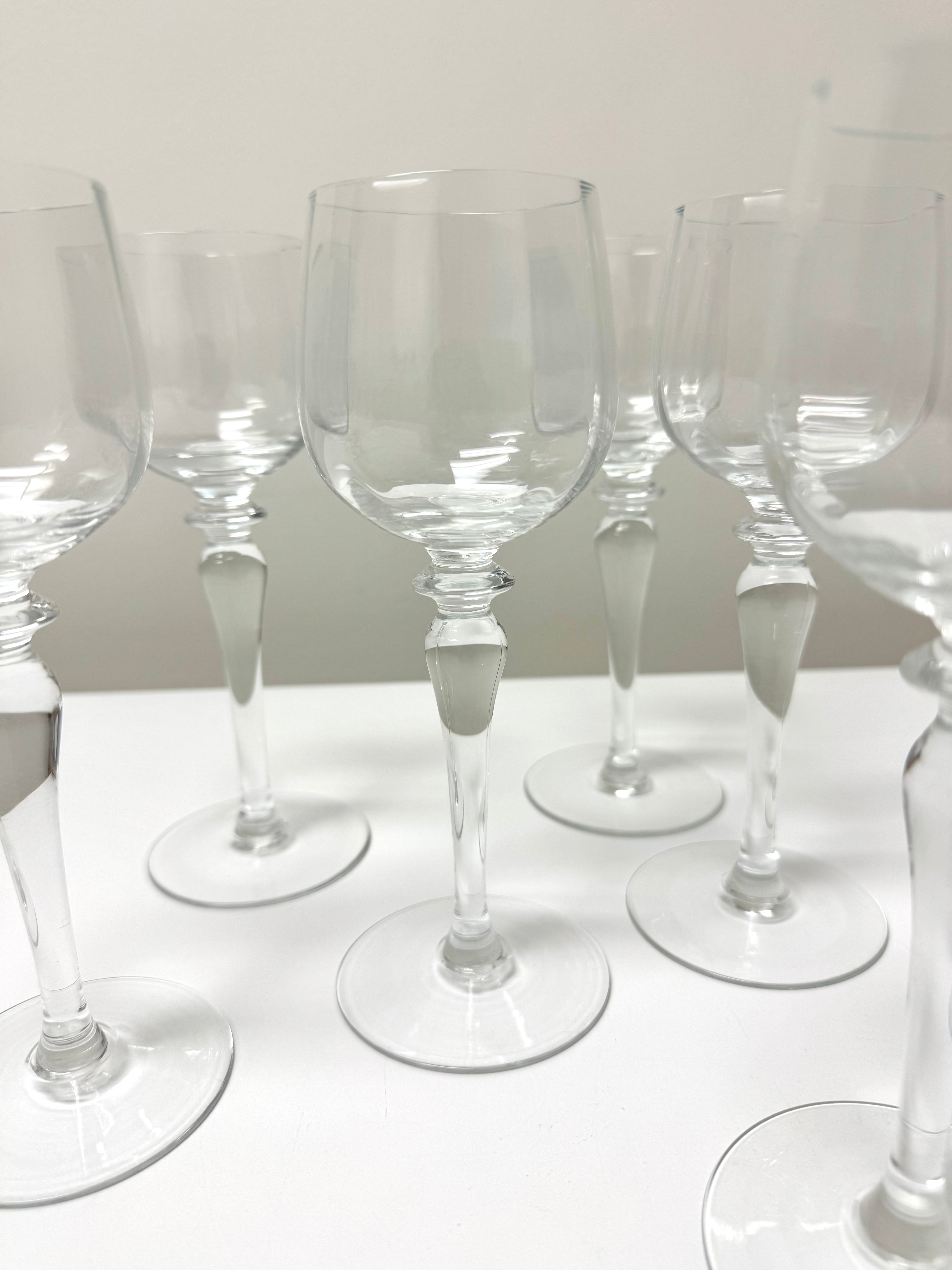 Faceted Crystal Wine Glasses Set of 6