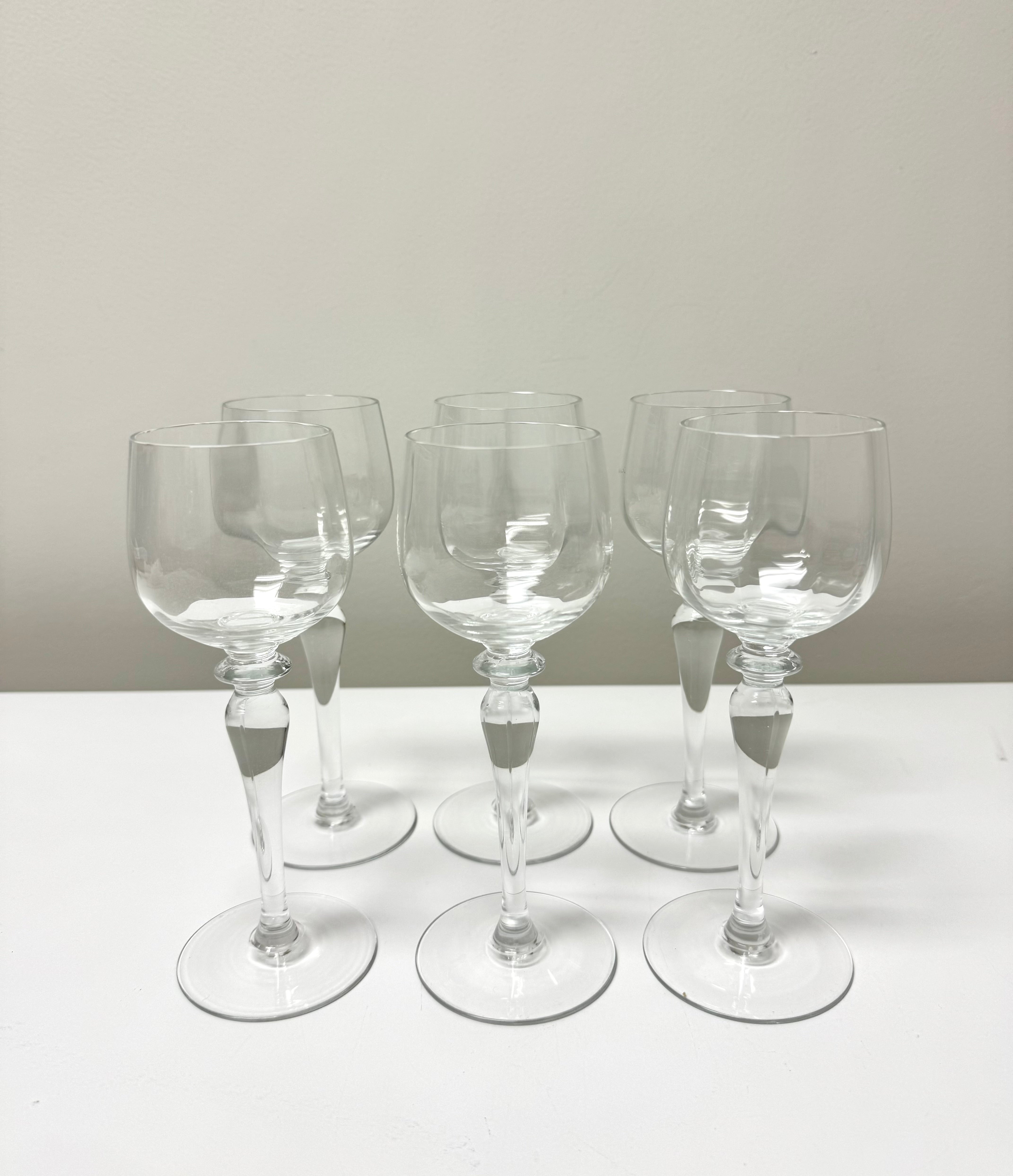 Faceted Crystal Wine Glasses Set of 6