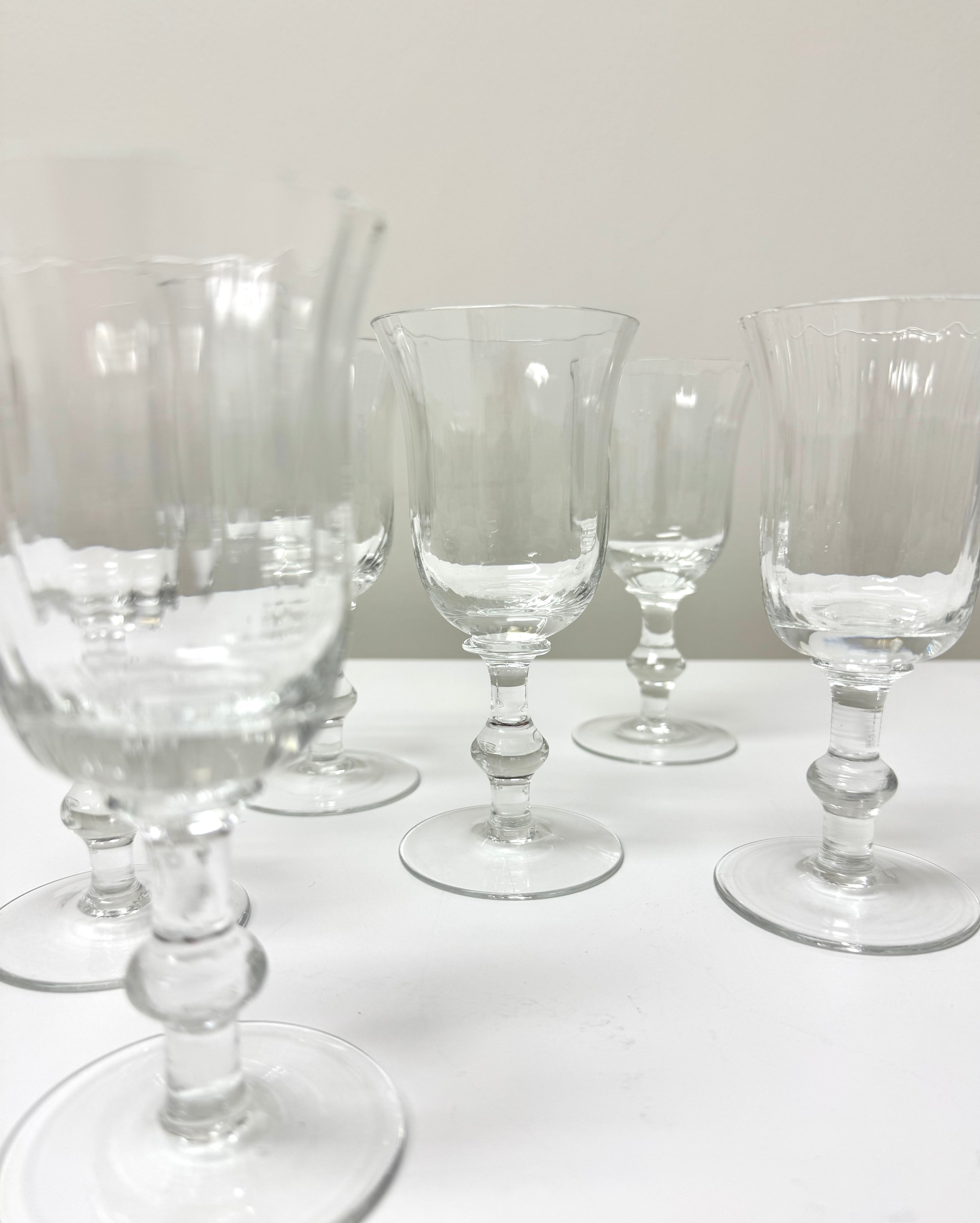 Ribbed Crystal Wine Glasses Set of 6