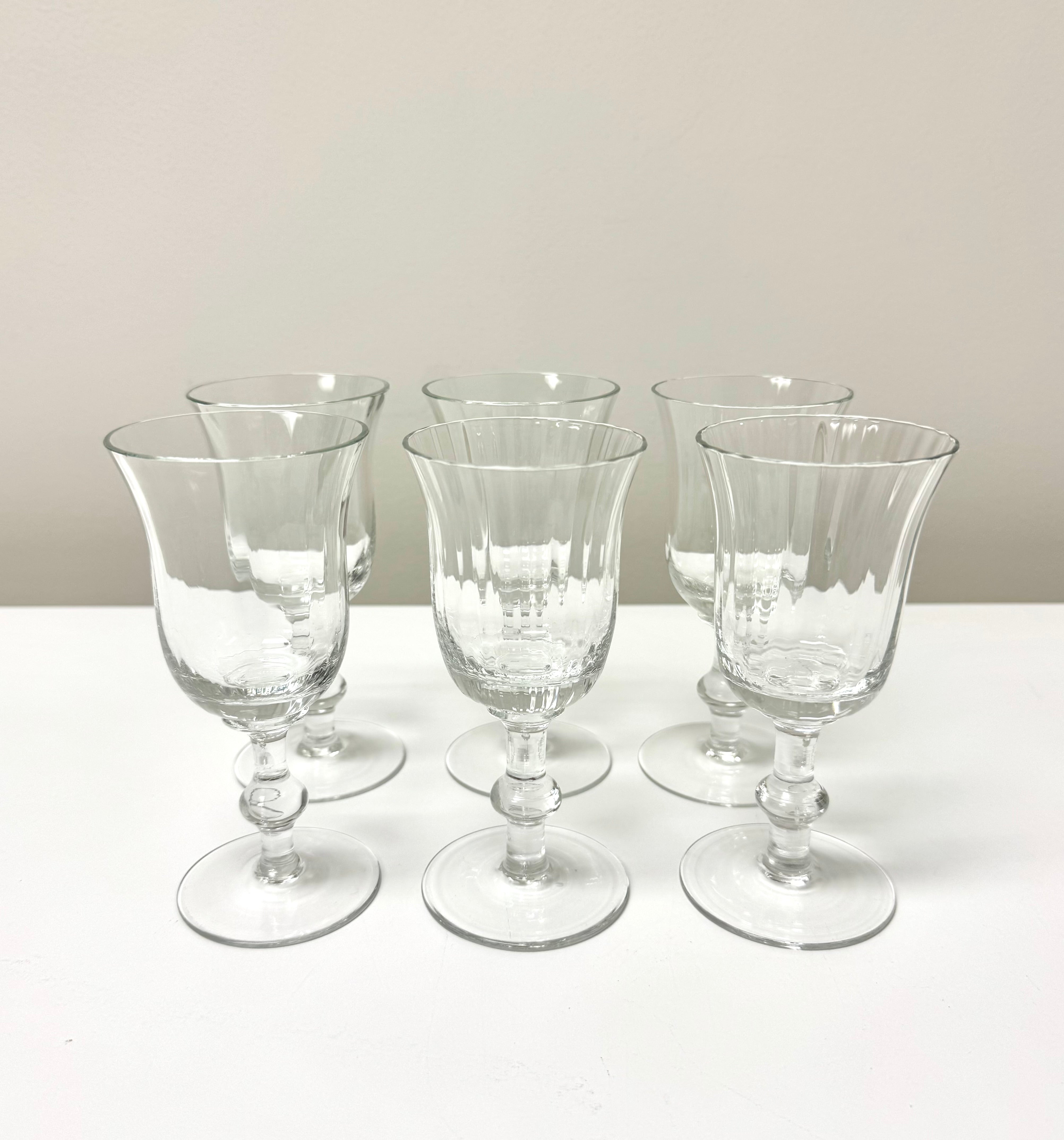 Ribbed Crystal Wine Glasses Set of 6