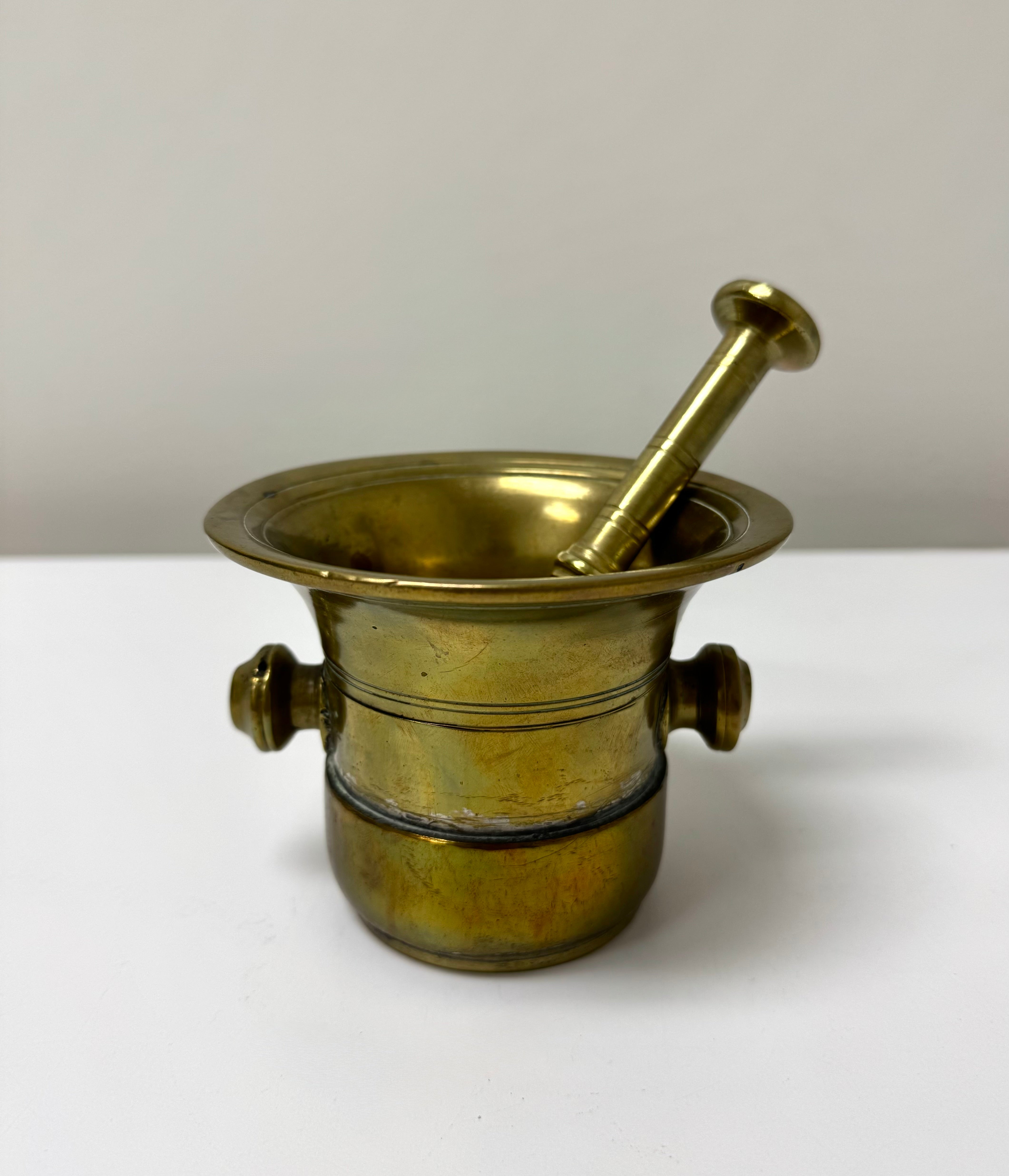 Vintage Solid Brass Apothecary Mortar and Pestle