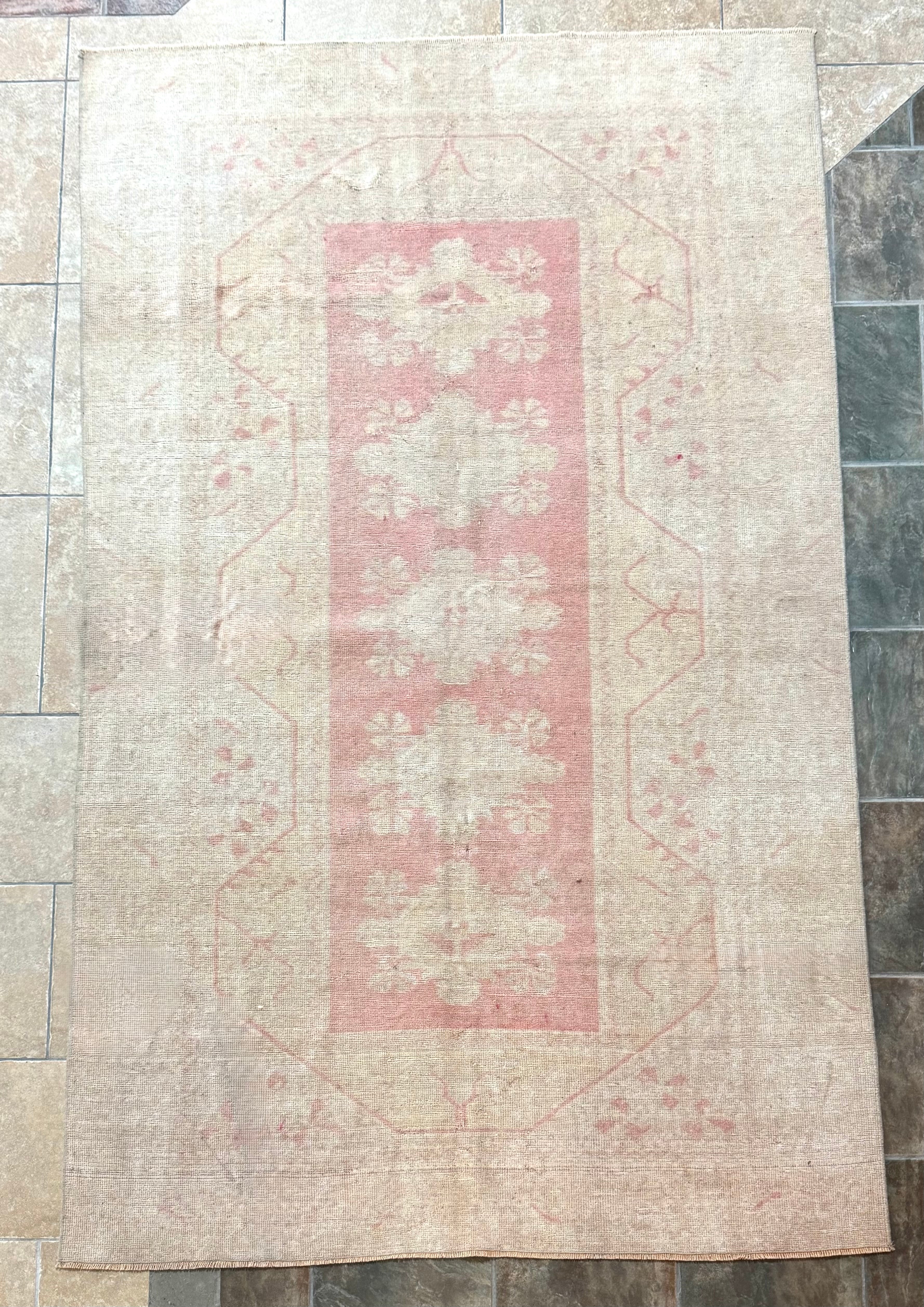 Turkish Oushak Hand-woven Distressed 5' x 8'-1" Rug