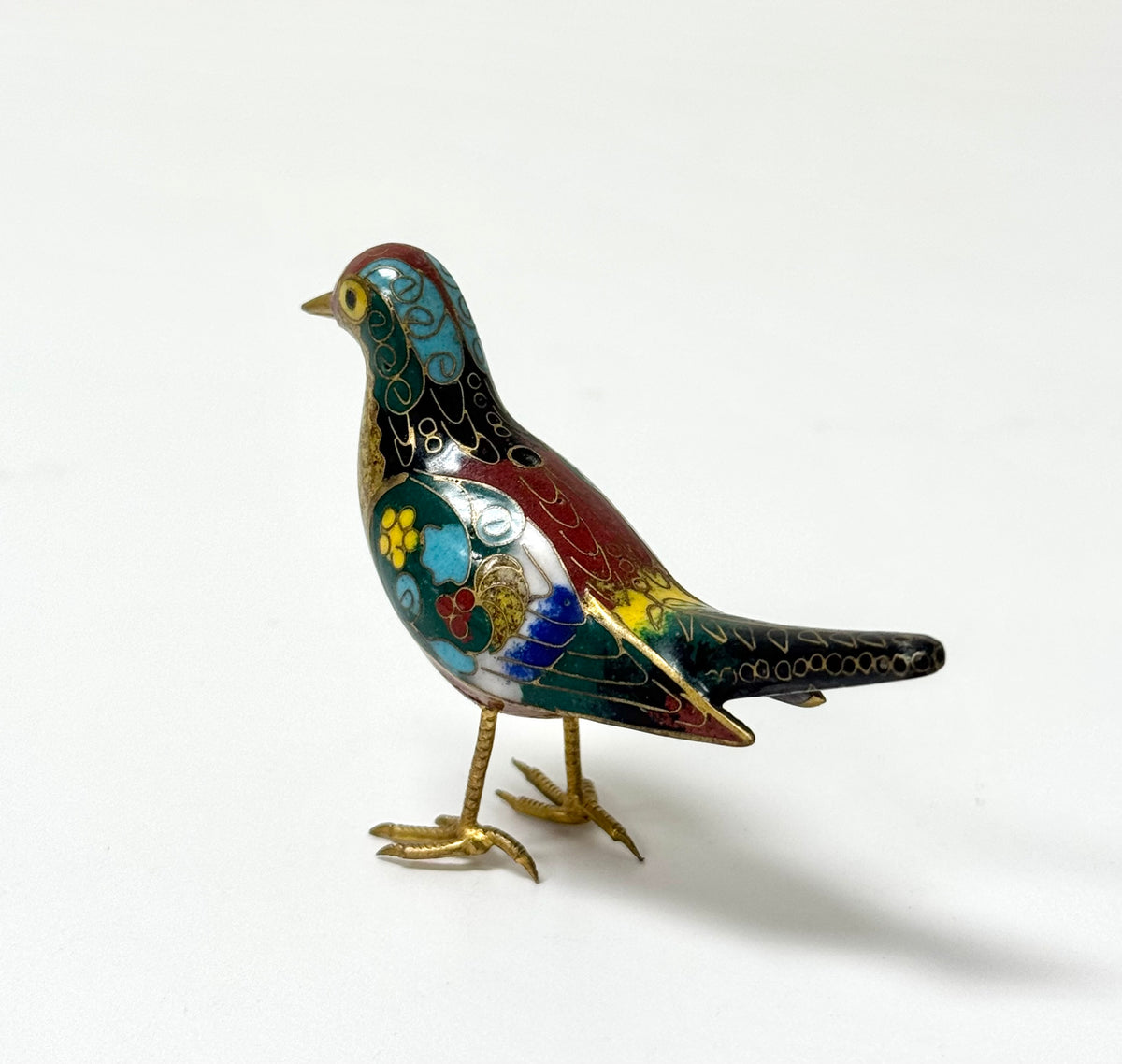 Vintage Chinese Cloisonne 2-3/4" Bird Figurine