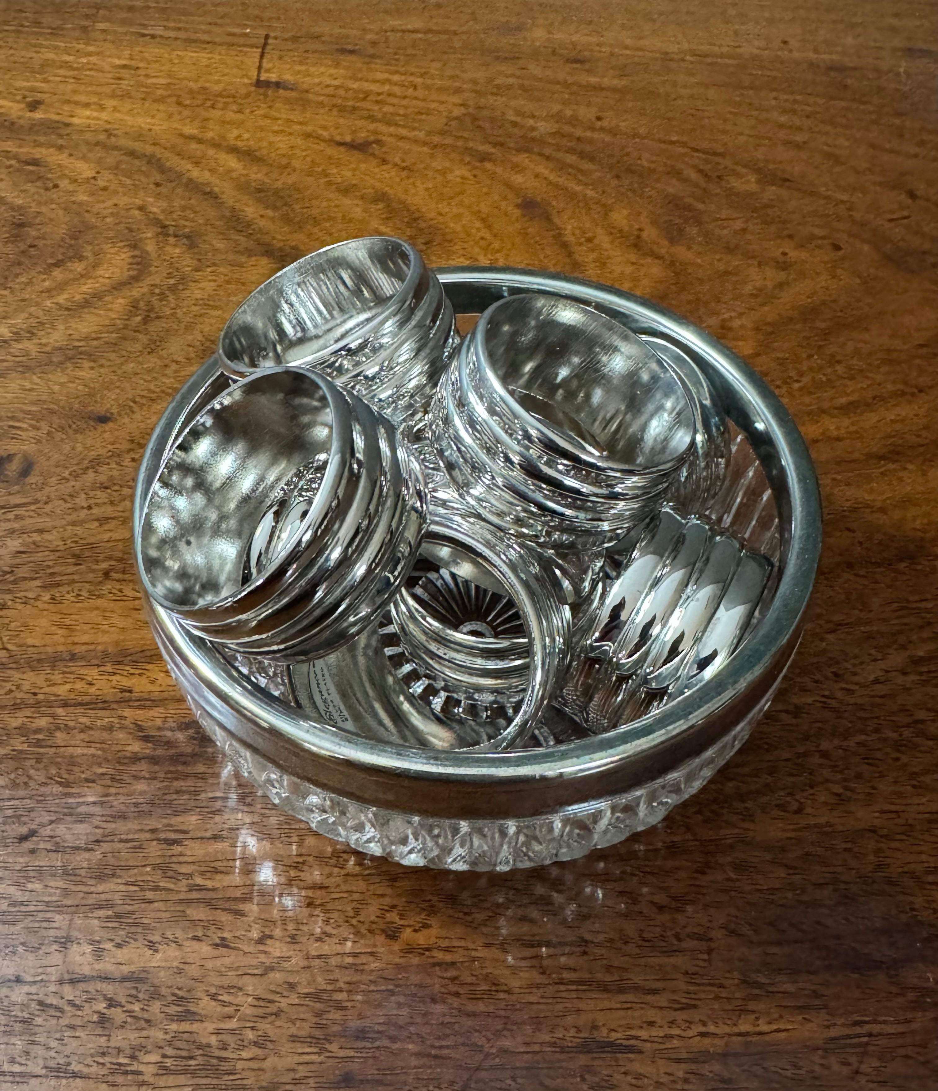 Silverplate Ribbed Napkin Rings Set of 12