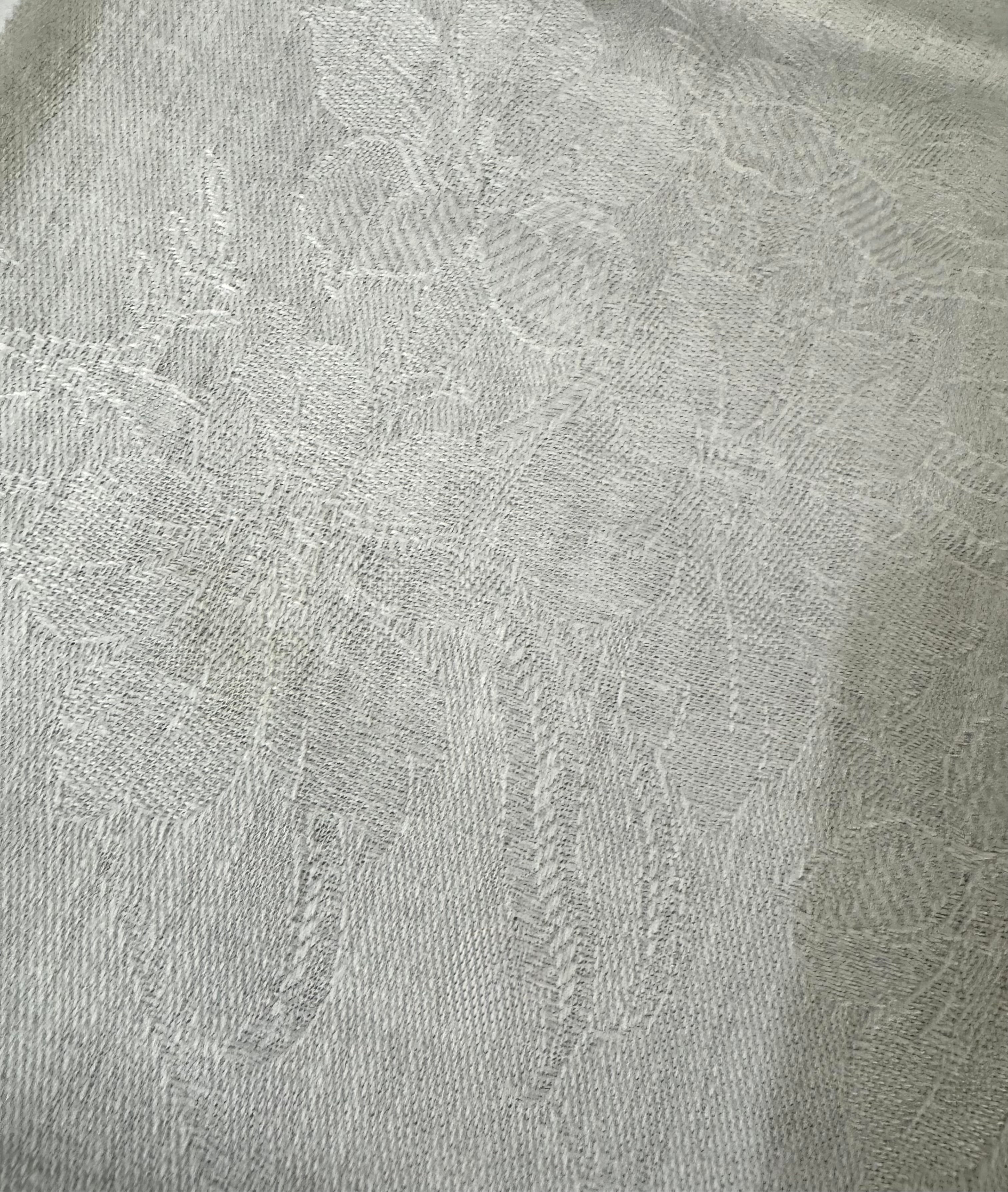 Vintage White Damask Linen 50" x 40" Tablecloth