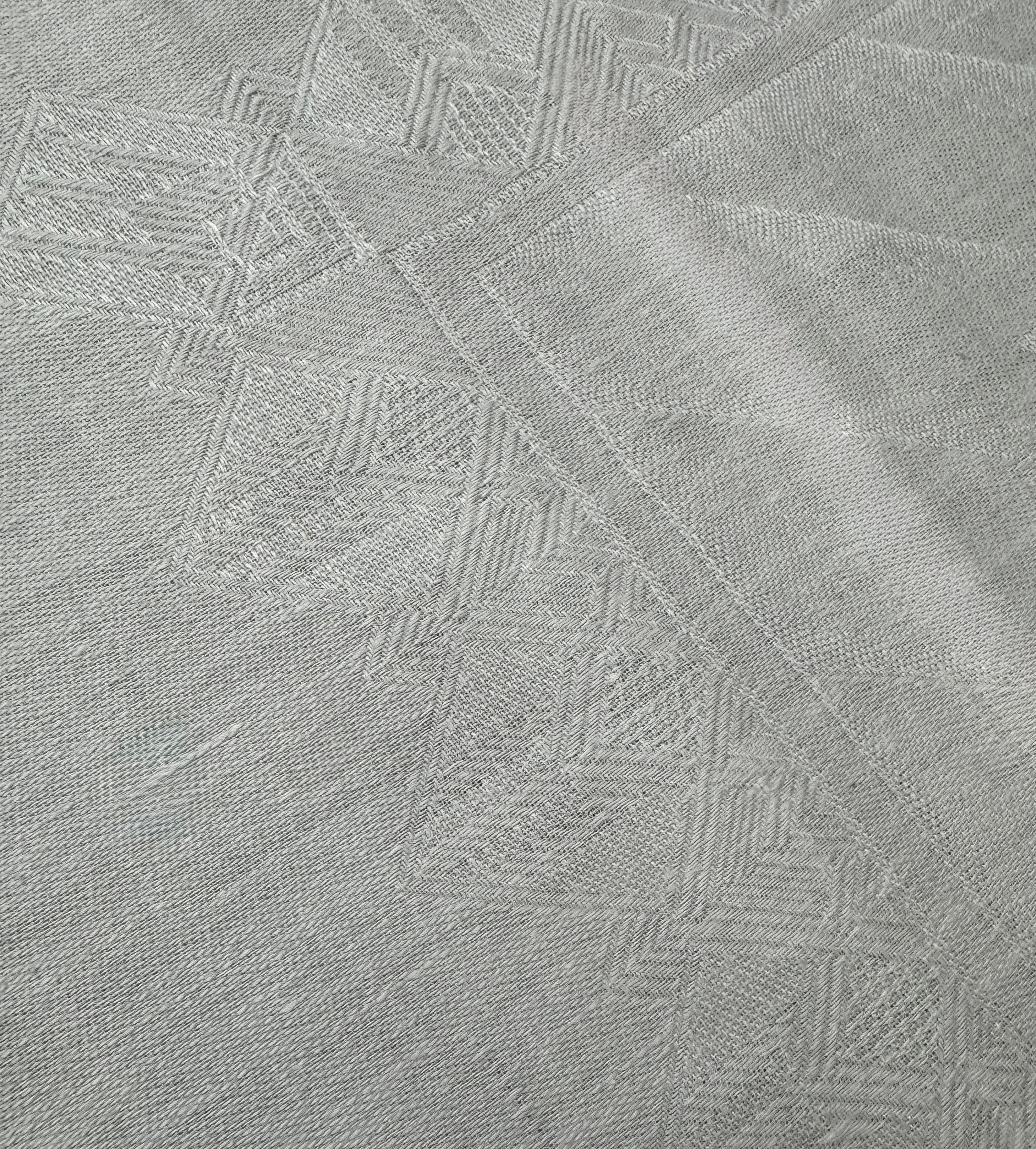 Vintage White Damask Linen 50" x 40" Tablecloth