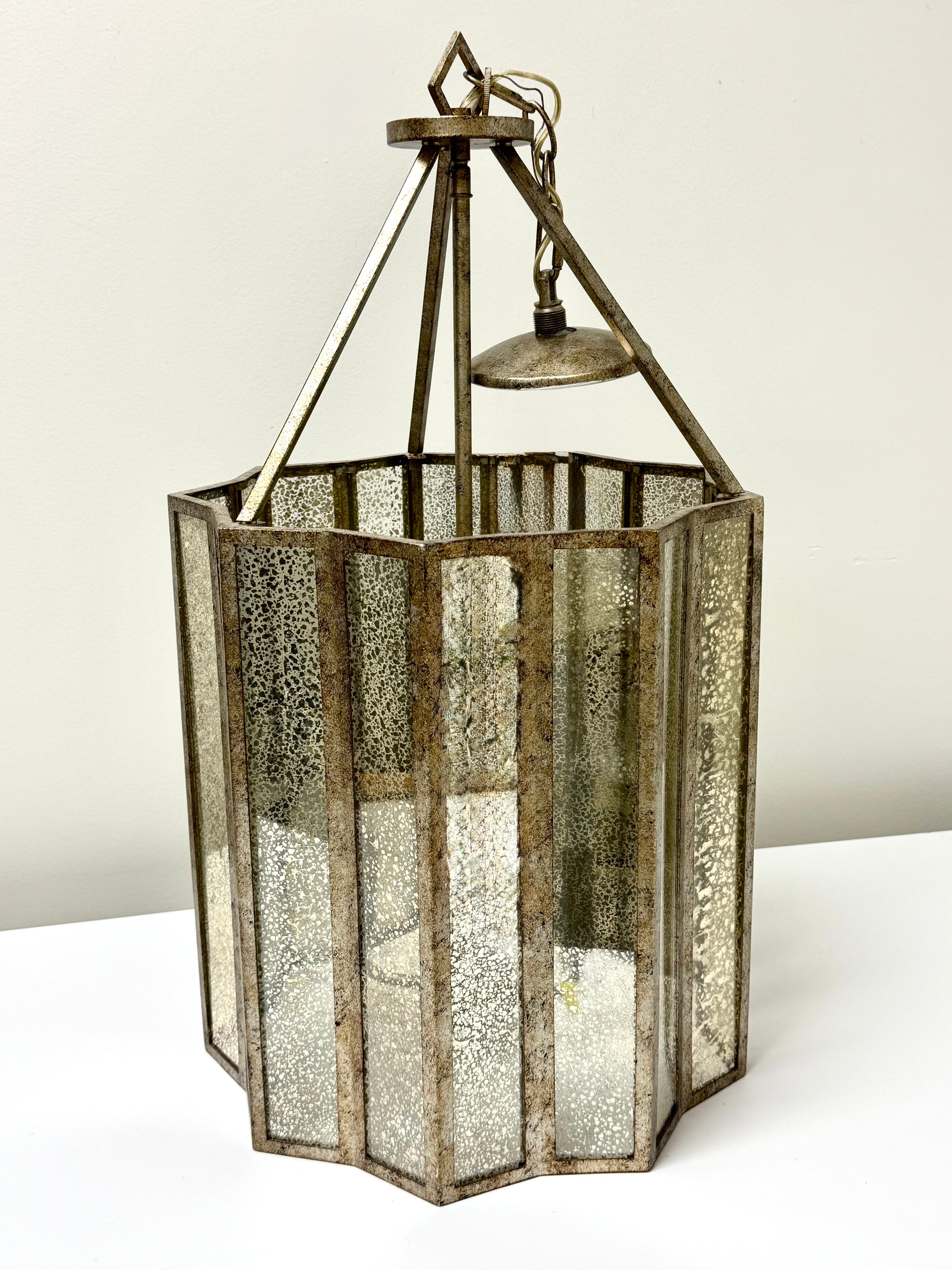 QUOIZEL Aged Gold & Mercury Glass Pendant Light