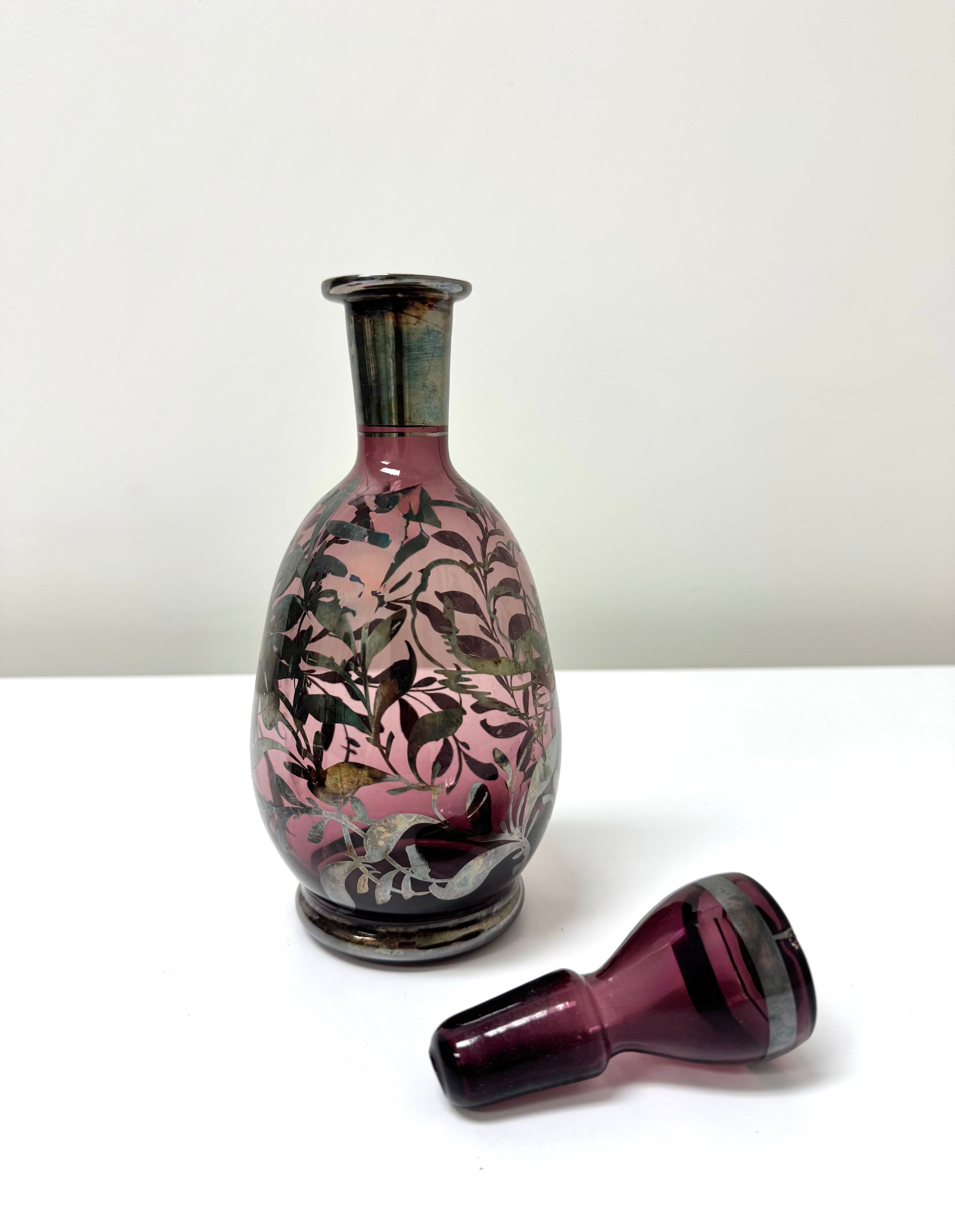 Vintage Italian Amethyst Glass Decanter Set