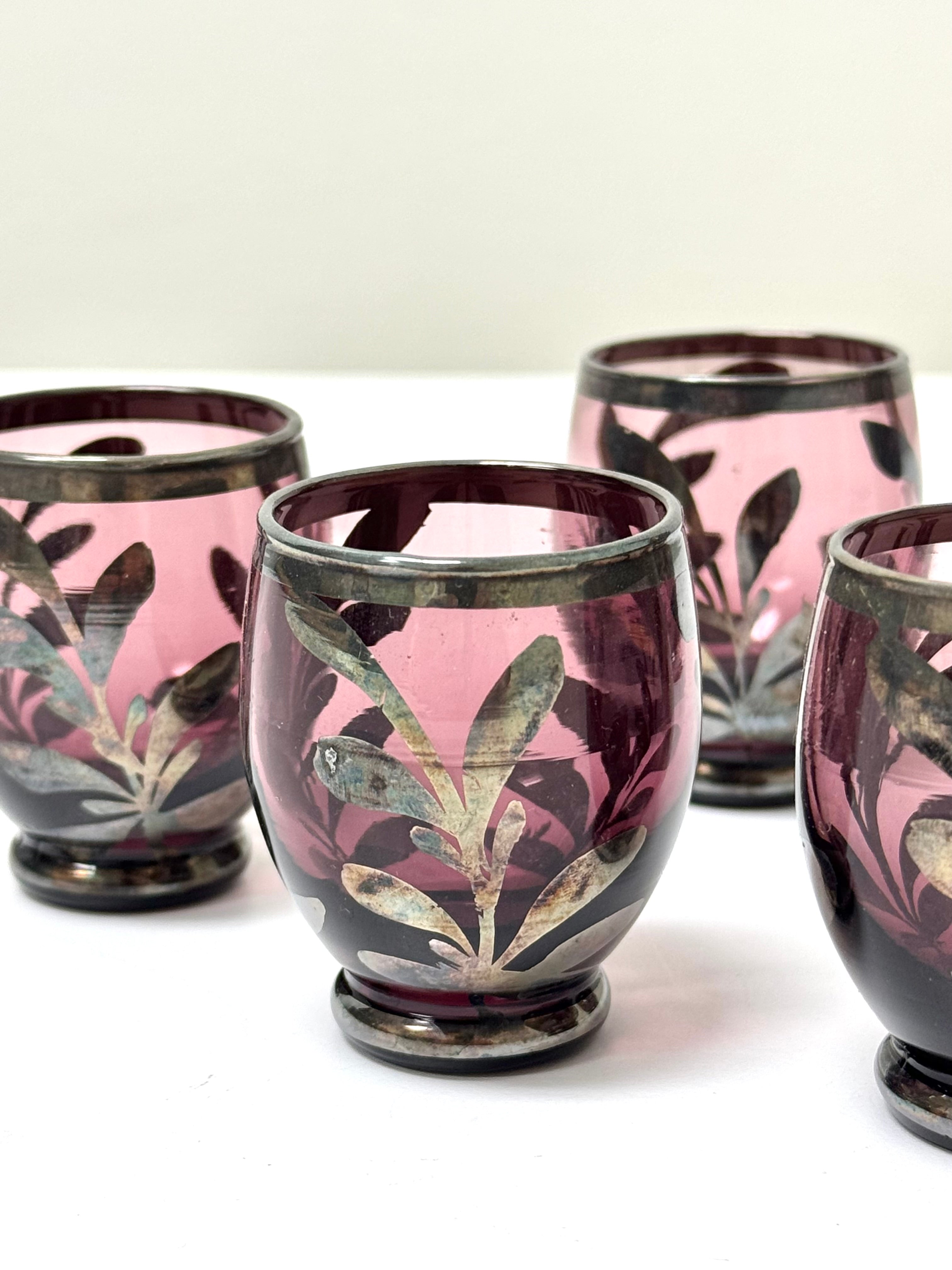 Vintage Italian Amethyst Glass Decanter Set