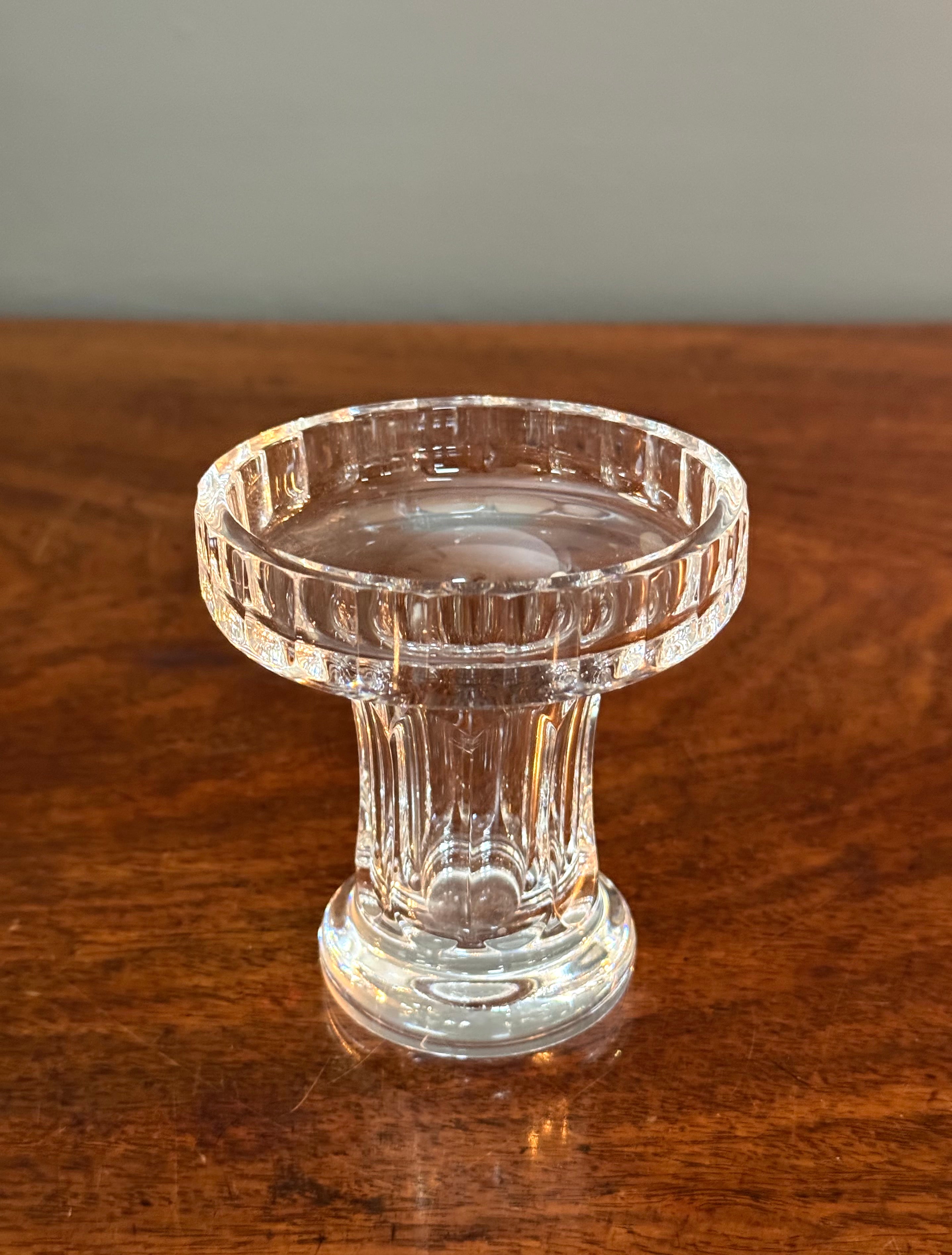 Ribbed Crystal Pedestal Candle Holder