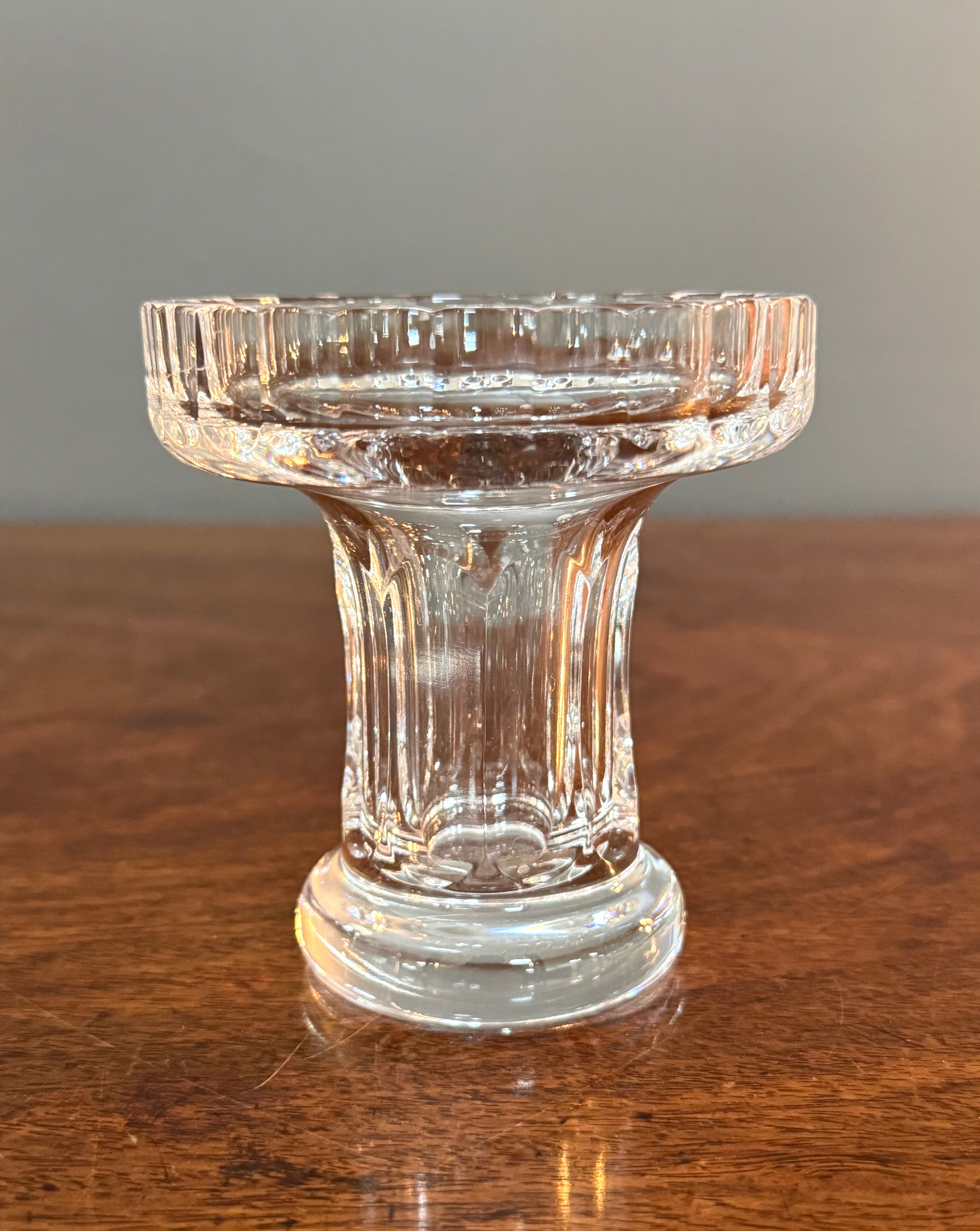 Ribbed Crystal Pedestal Candle Holder
