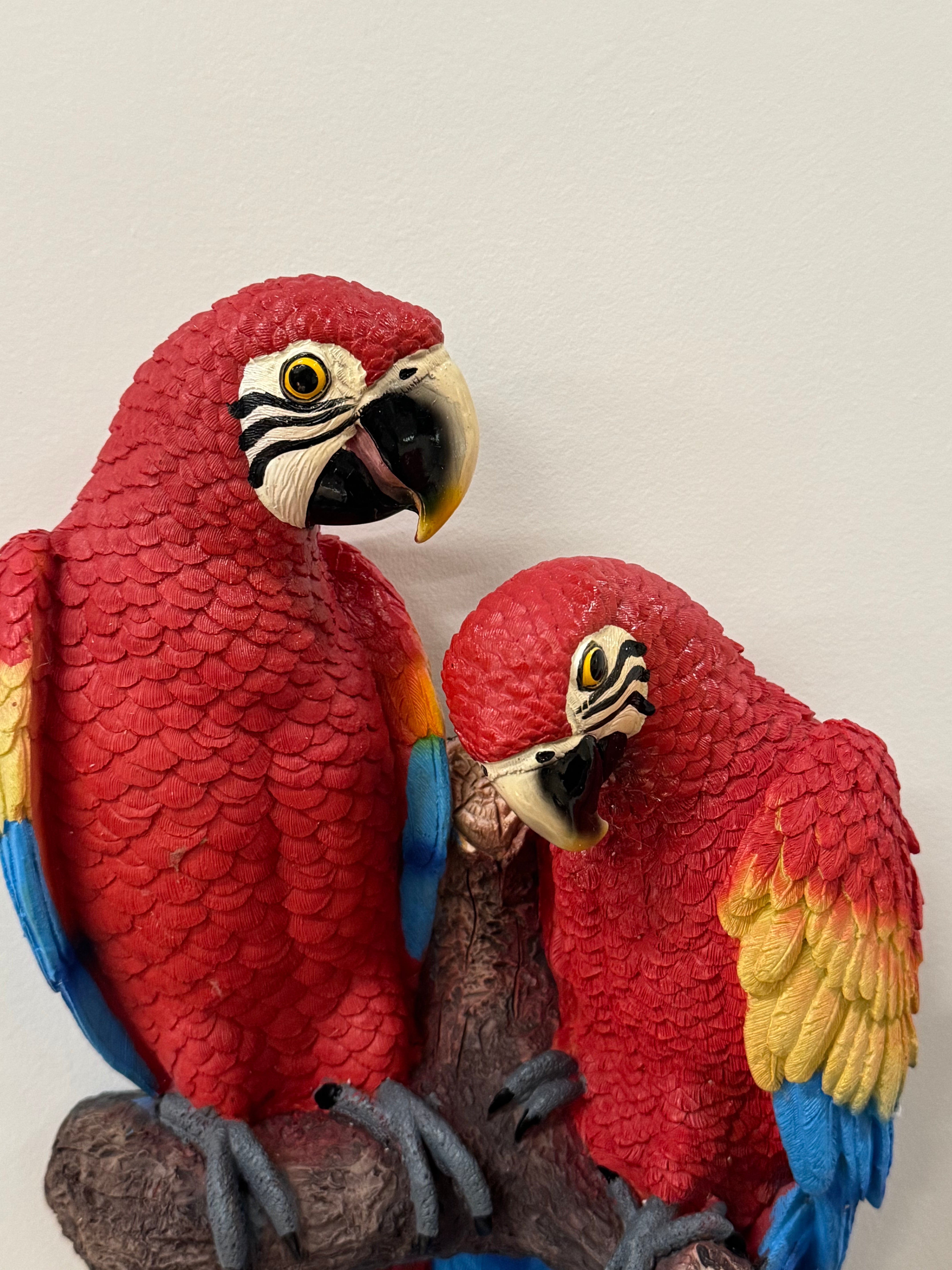 Tropical Scarlet Macaws Resin Wall Decor