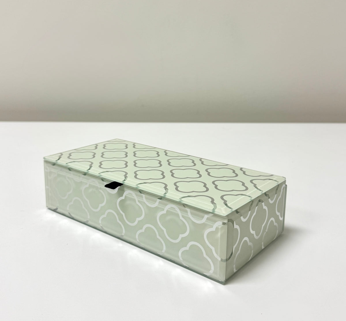 Mint Green Glass Hinged Box