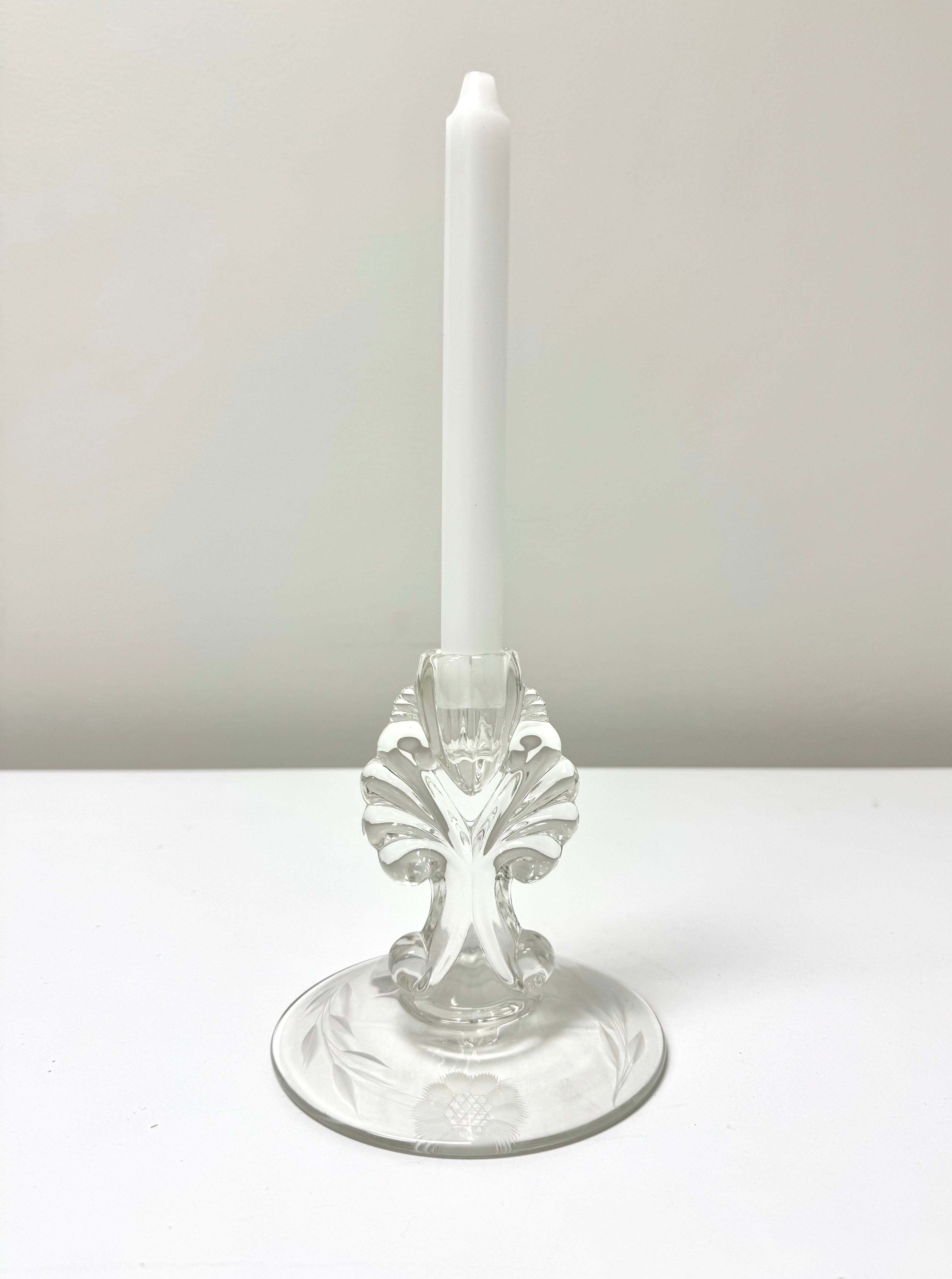 Vintage Cornflower Glass Candle Holder