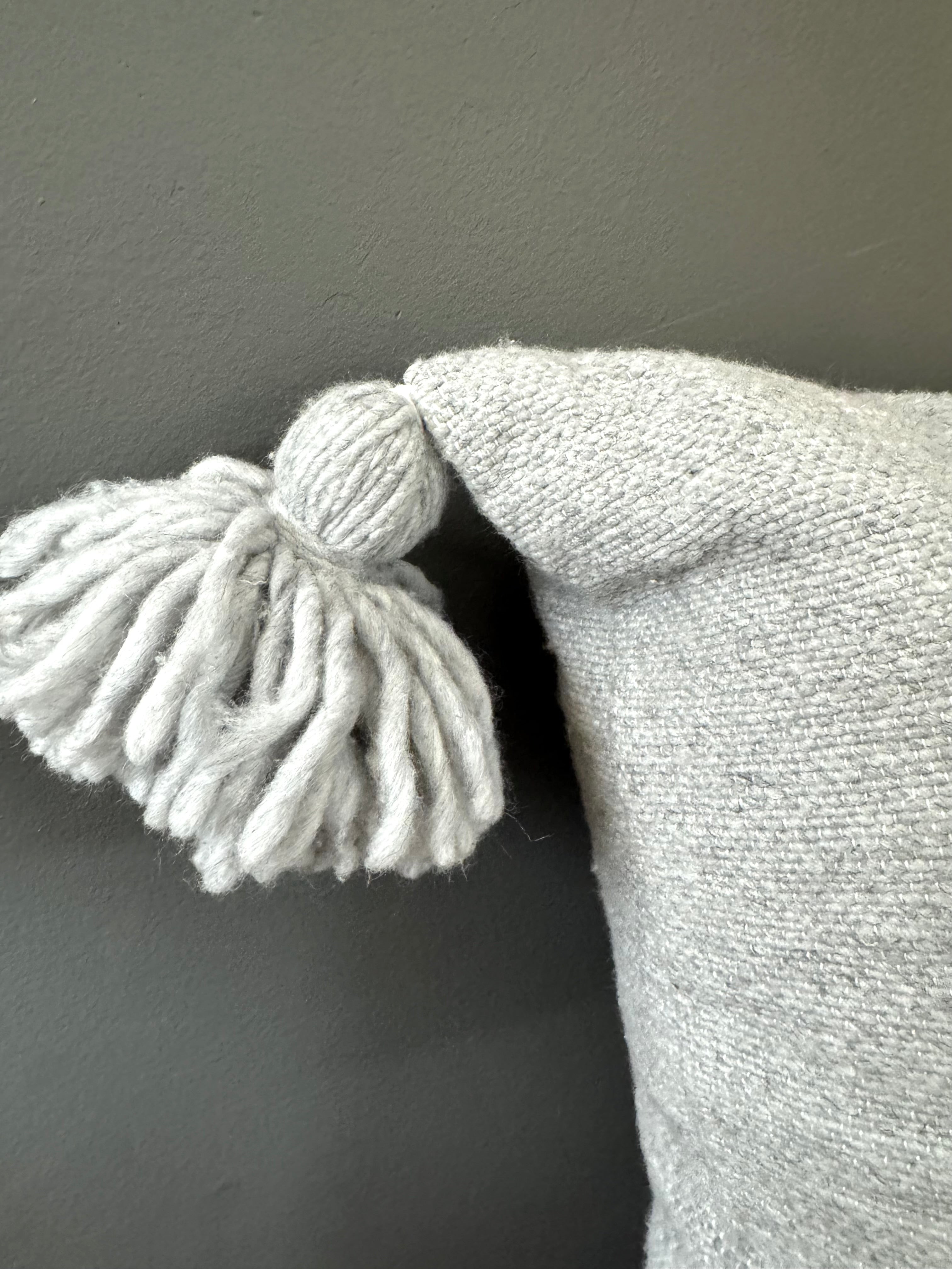 Light Gray 16" Pillow with Pom Poms