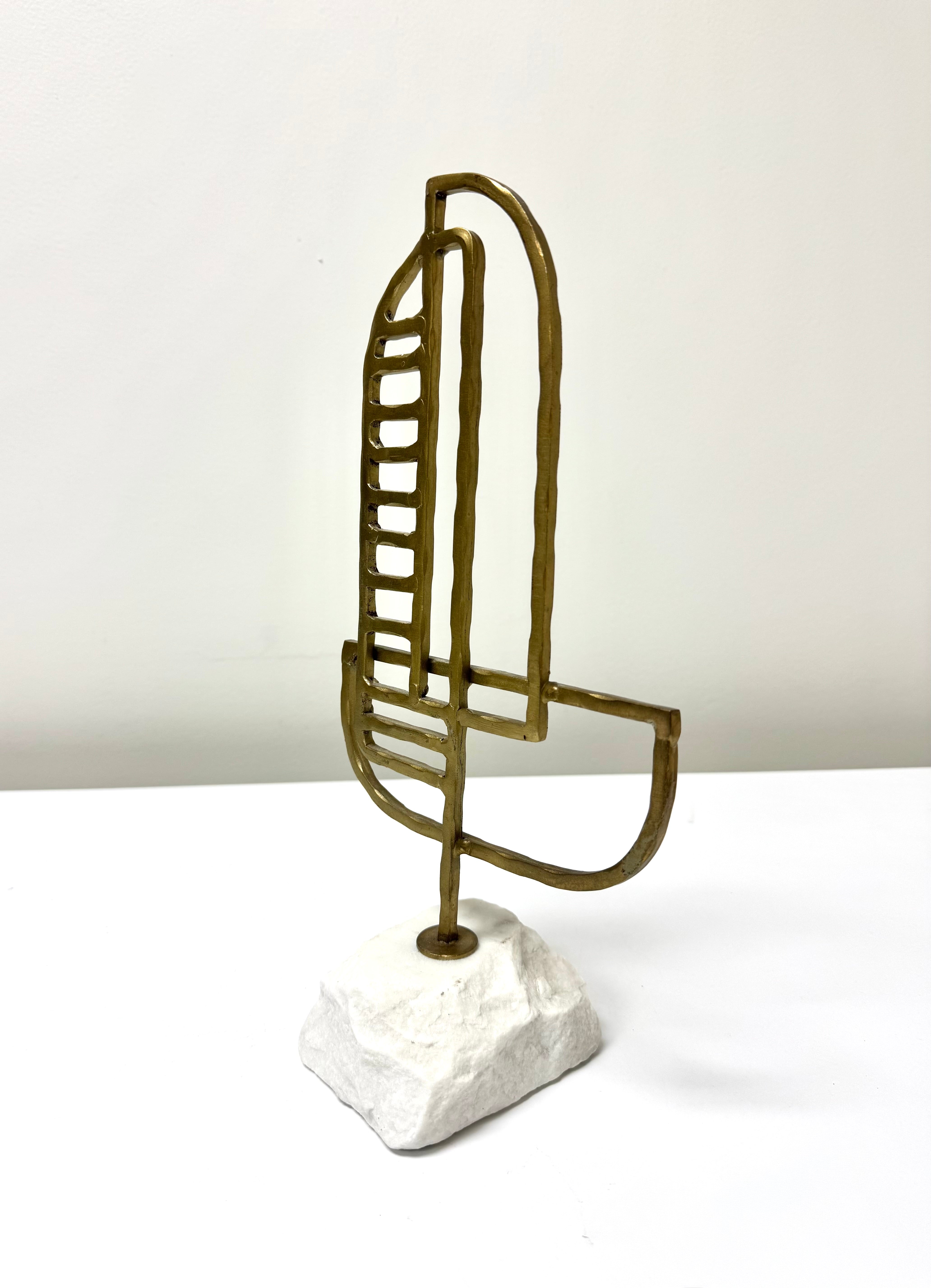 WEST ELM 'Elexia' Abstract Sailboat on White Granite Base