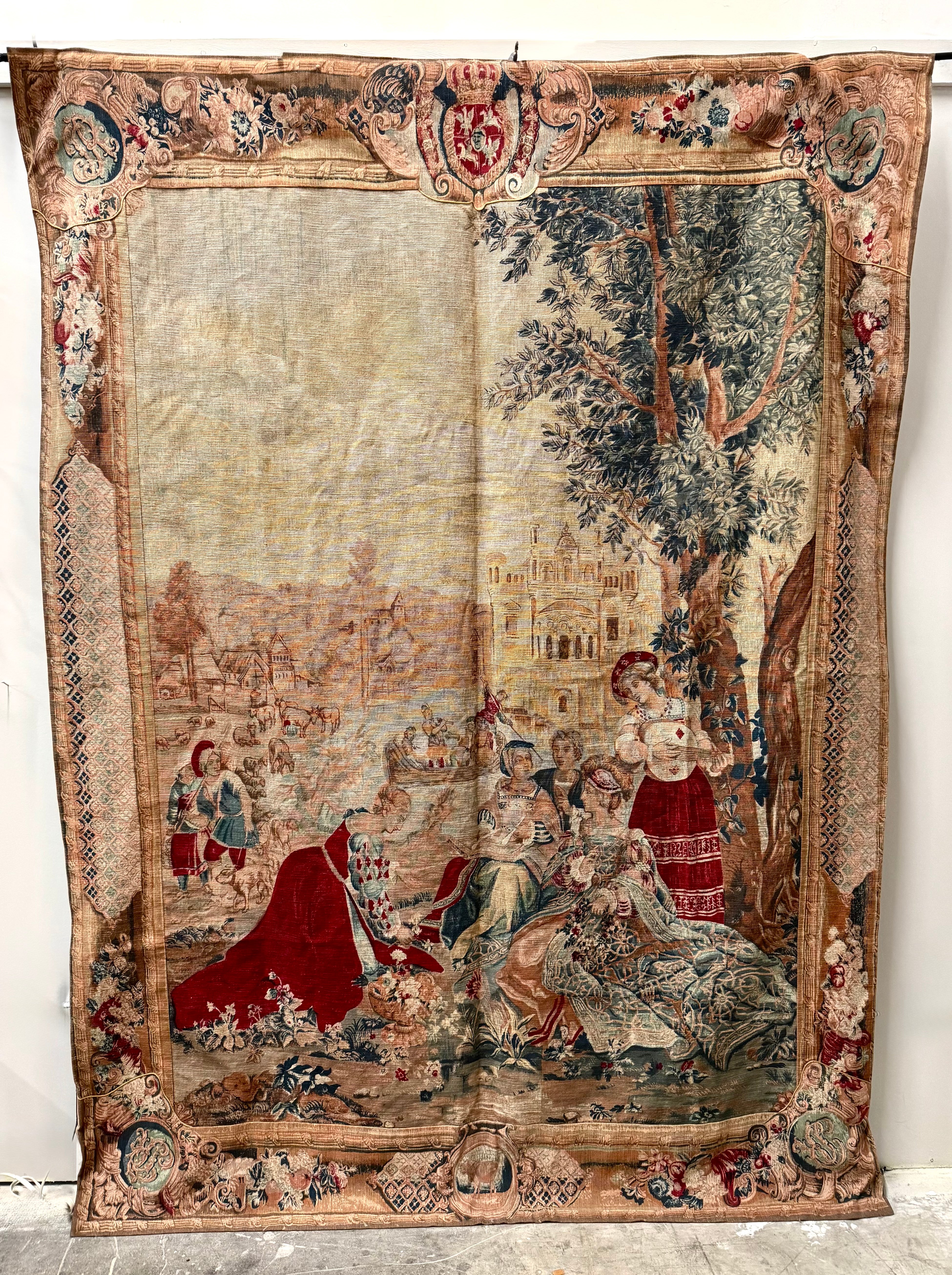 Vintage French 'Le Concert Avril' Wool Tapestry