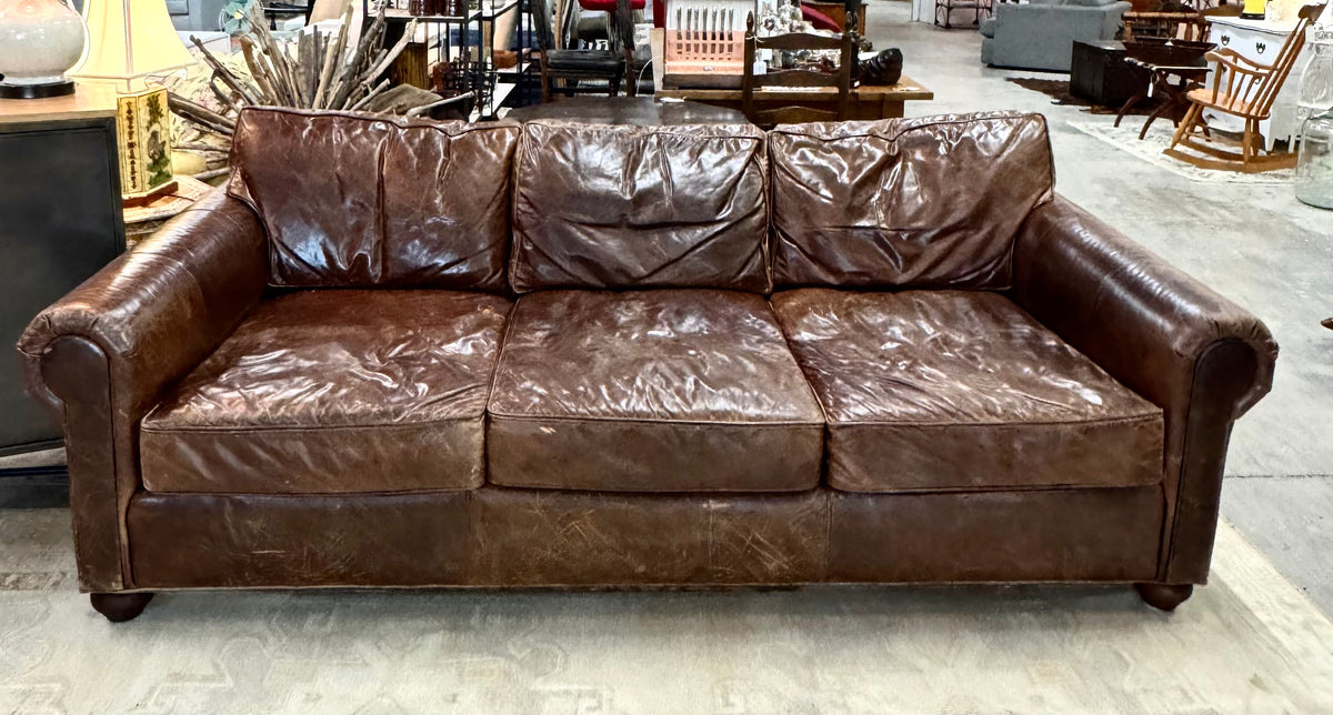 RESTORATION HARDWARE Cocoa Leather 96" Sofa