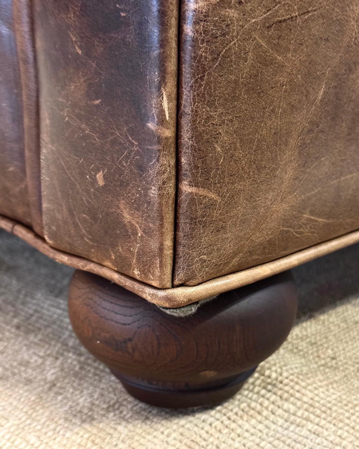 RESTORATION HARDWARE Cocoa Leather 96" Sofa