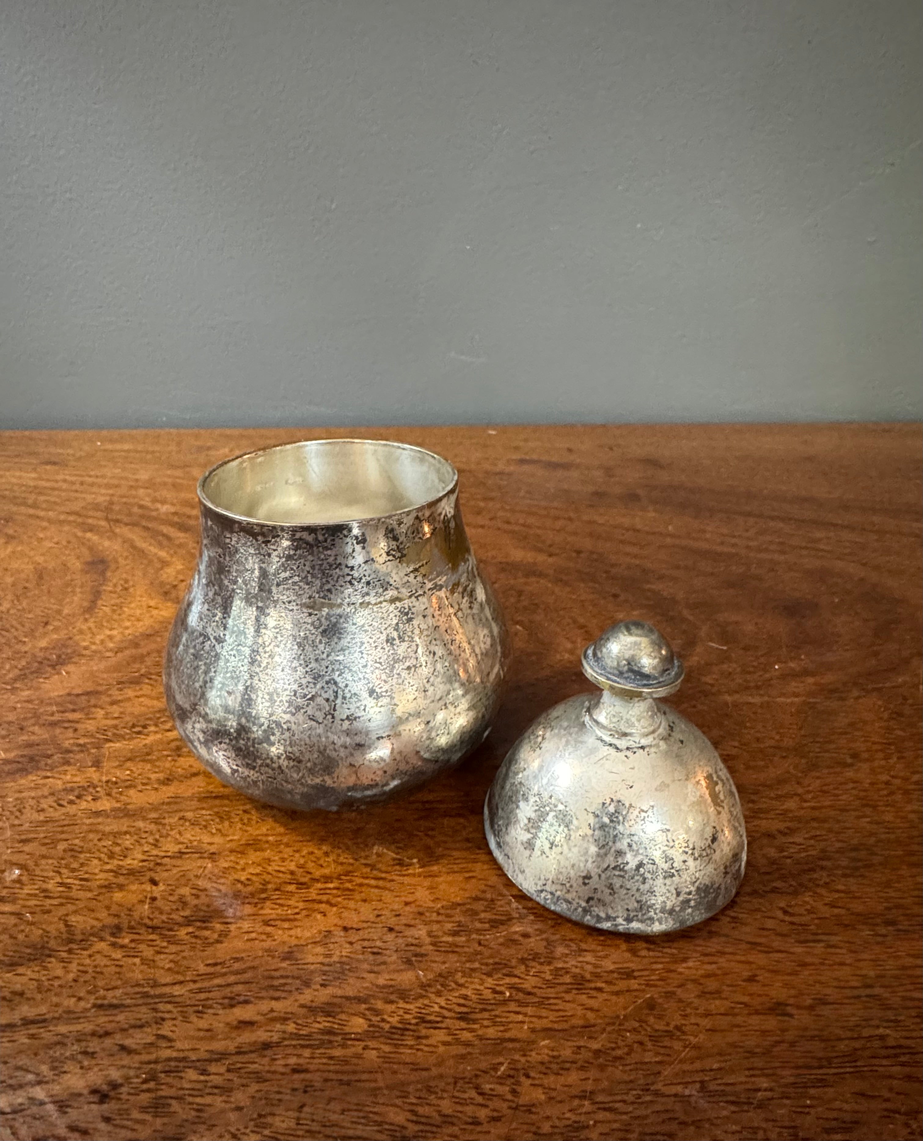 Vintage HBC Aged Silver Pear Canister