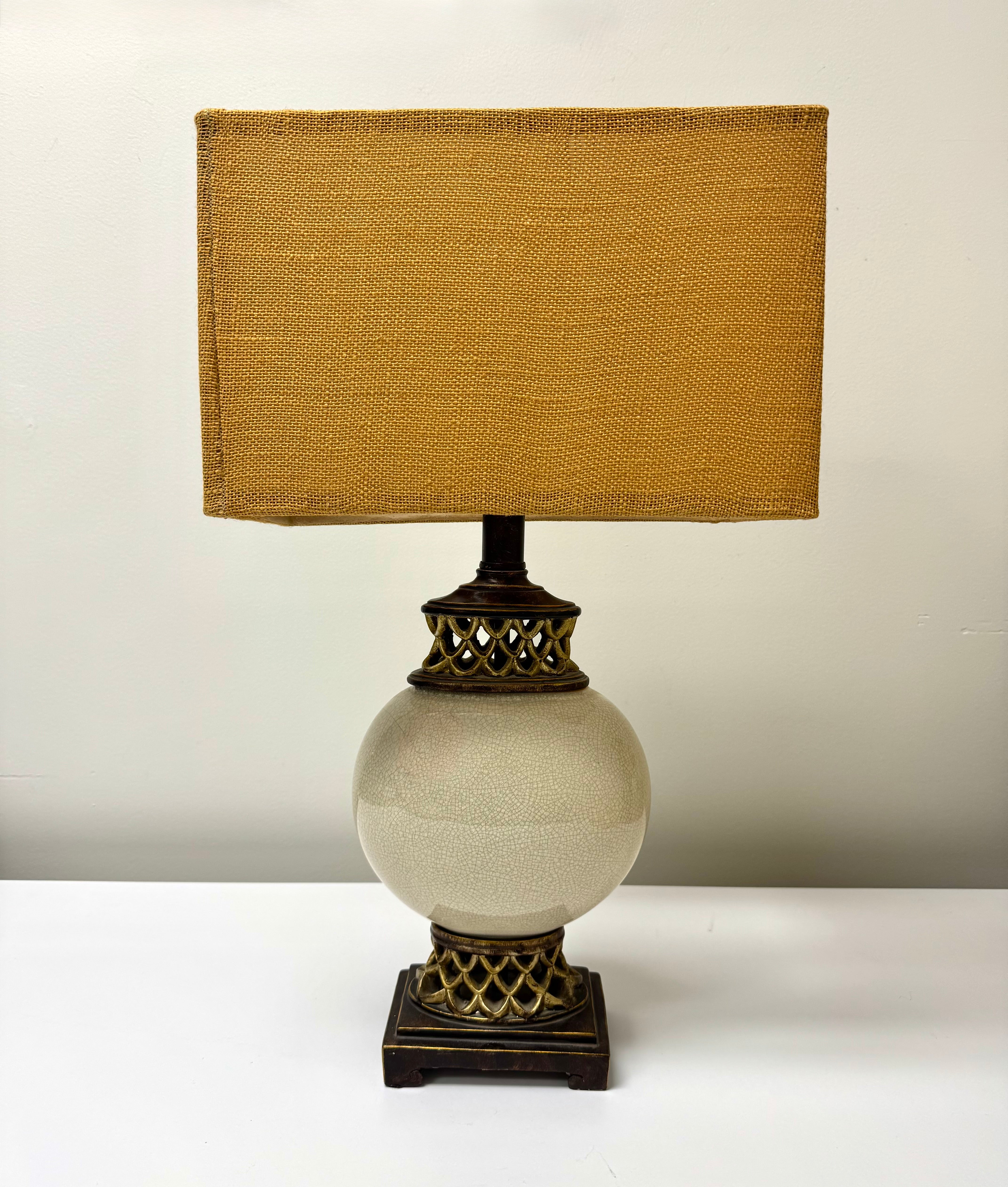 Crackled Ivory Ceramic Lamp