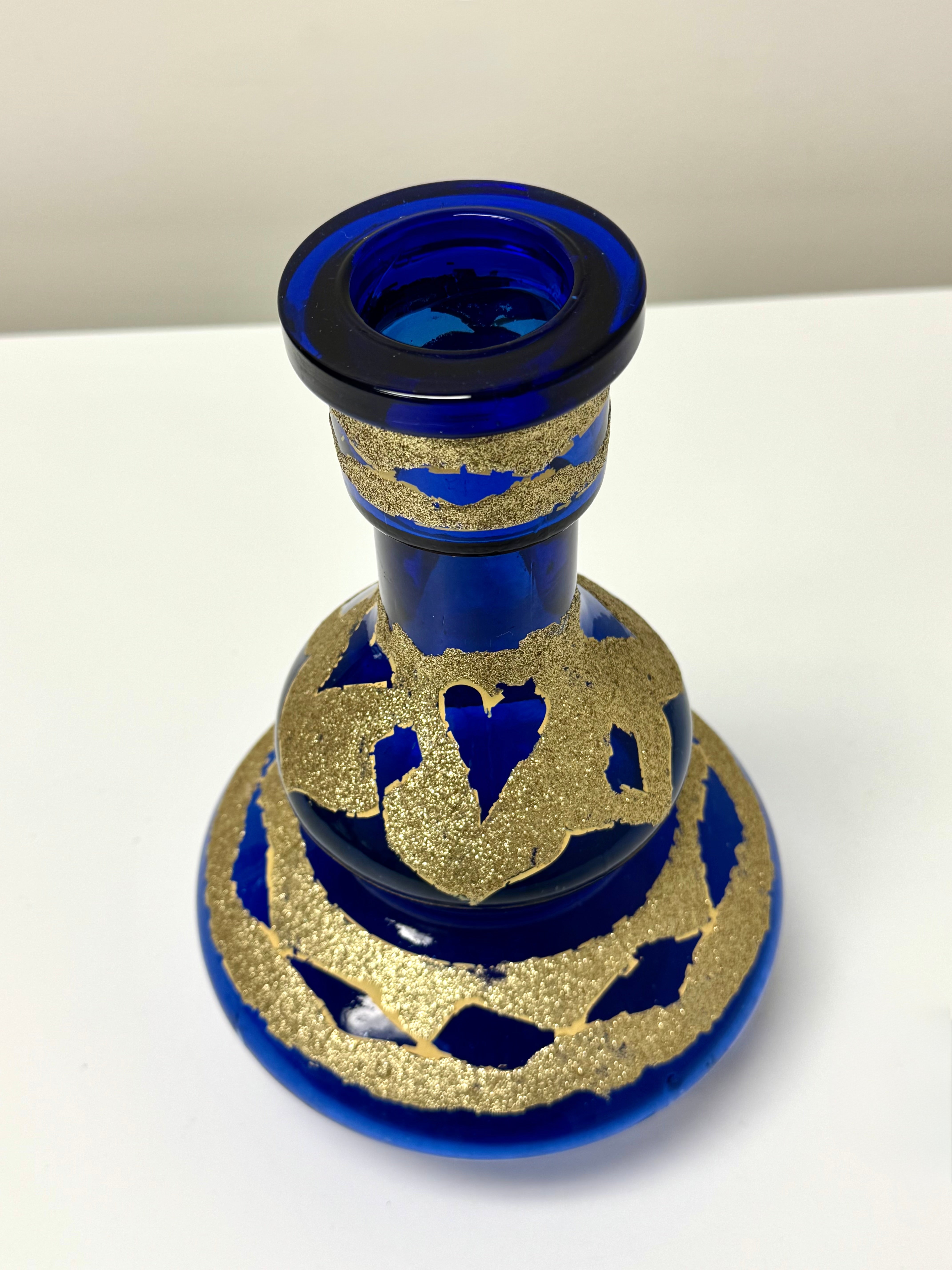Bohemian Cobalt Vessel with Gilt Detail