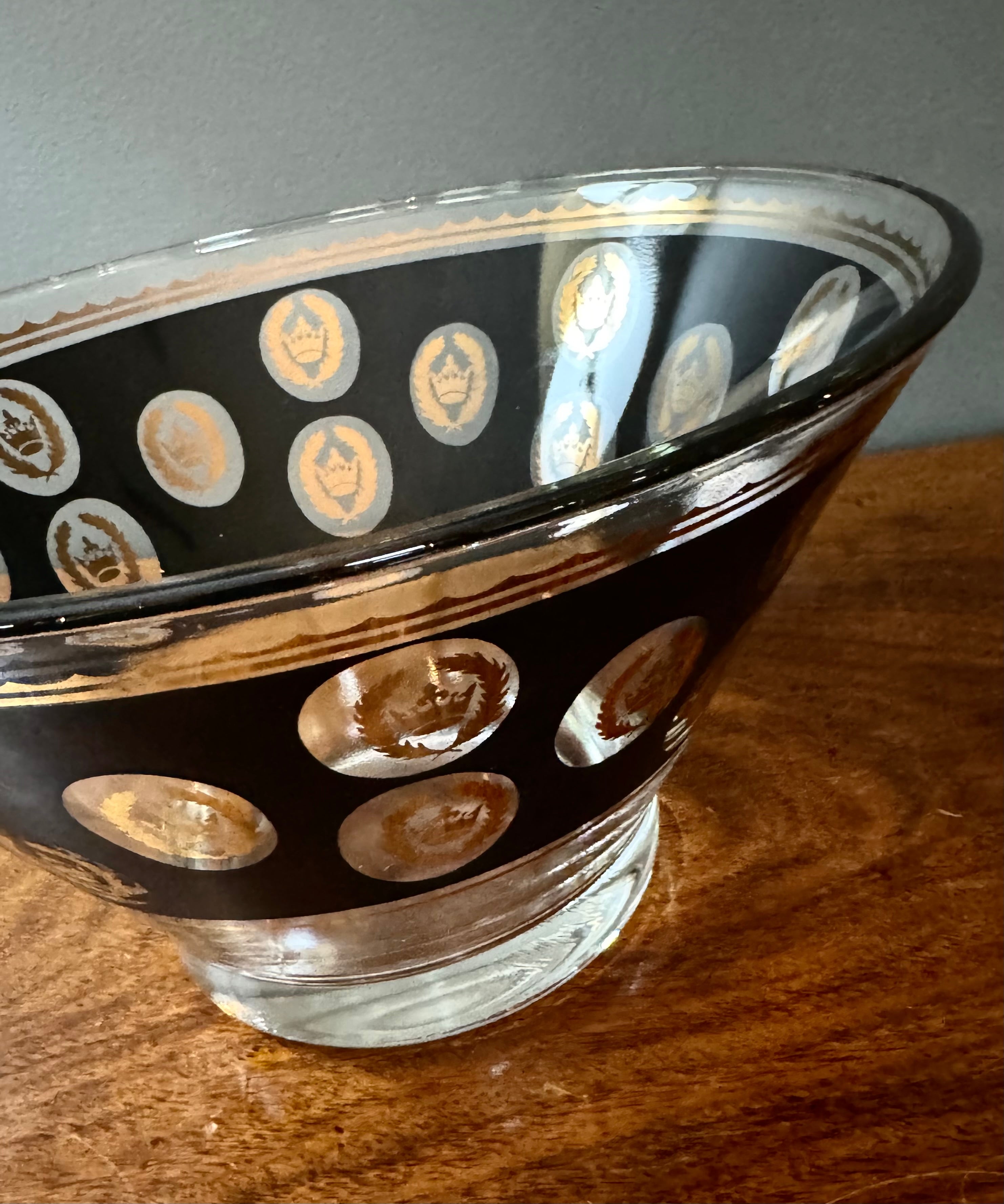 Vintage LIBBEY G. Reeves Black & Gold Bowl