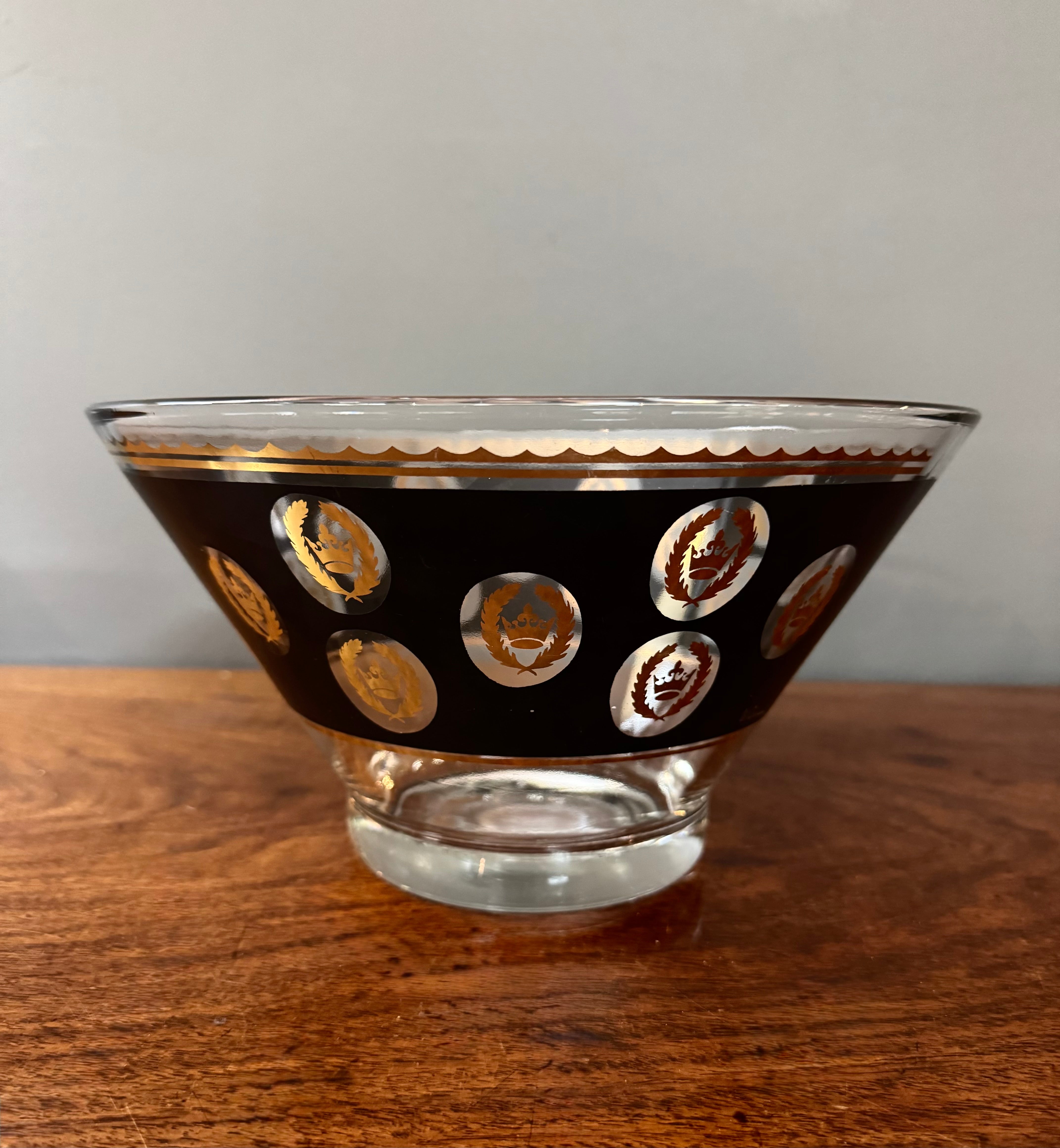 Vintage LIBBEY G. Reeves Black & Gold Bowl