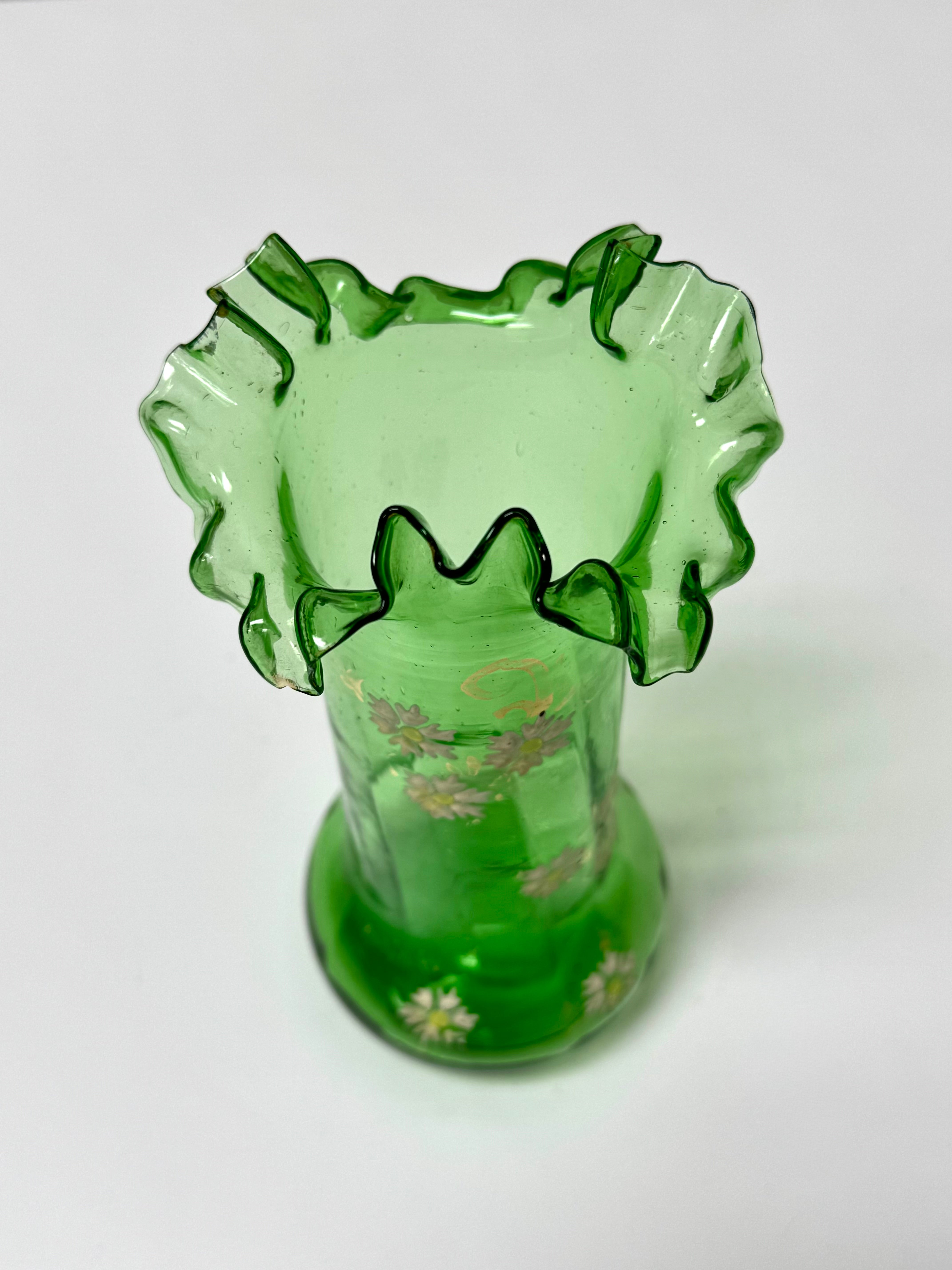 Antique Hand-blown Green Glass Vase