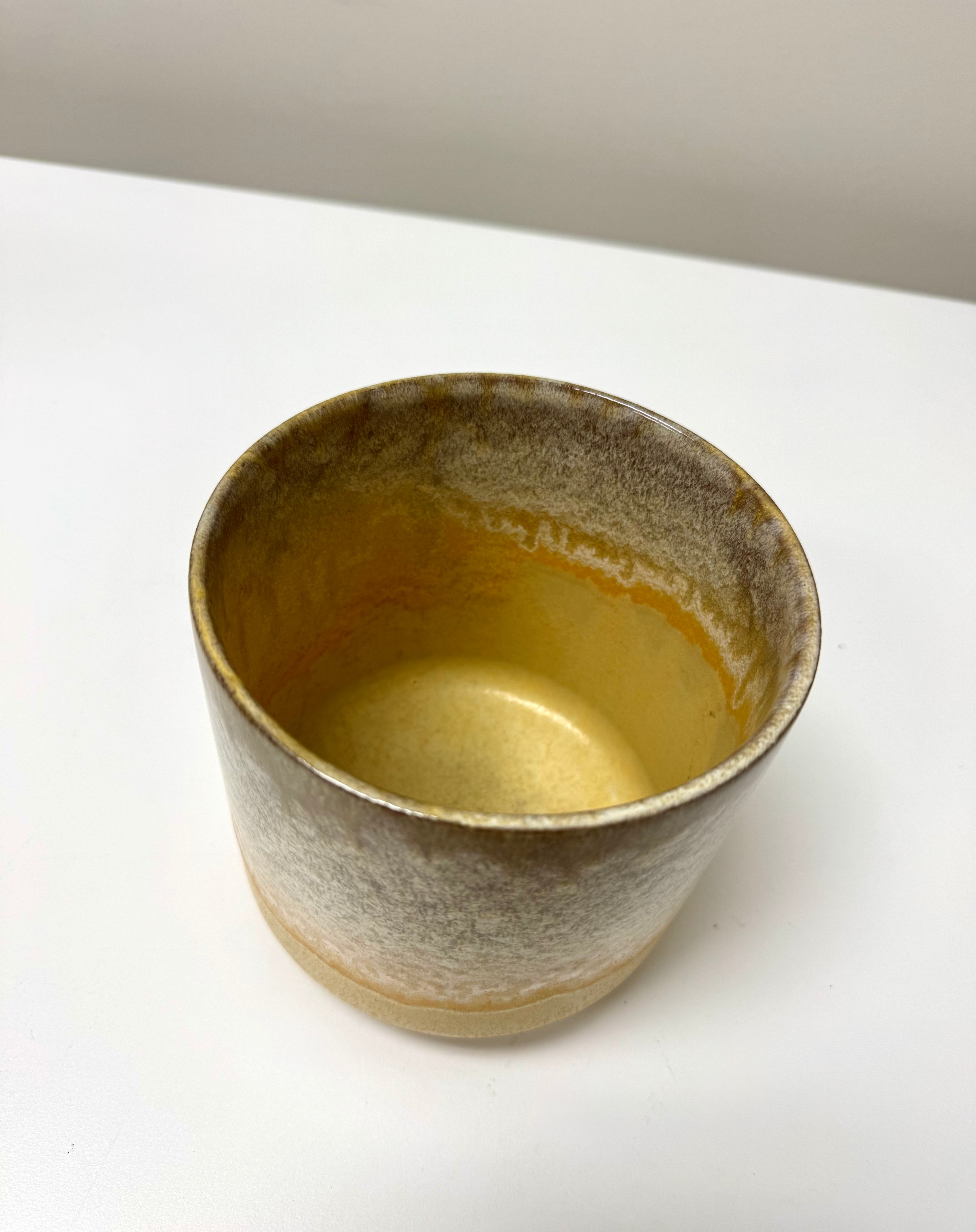 CRATE & BARREL Yellow Glazed Footed Planter
