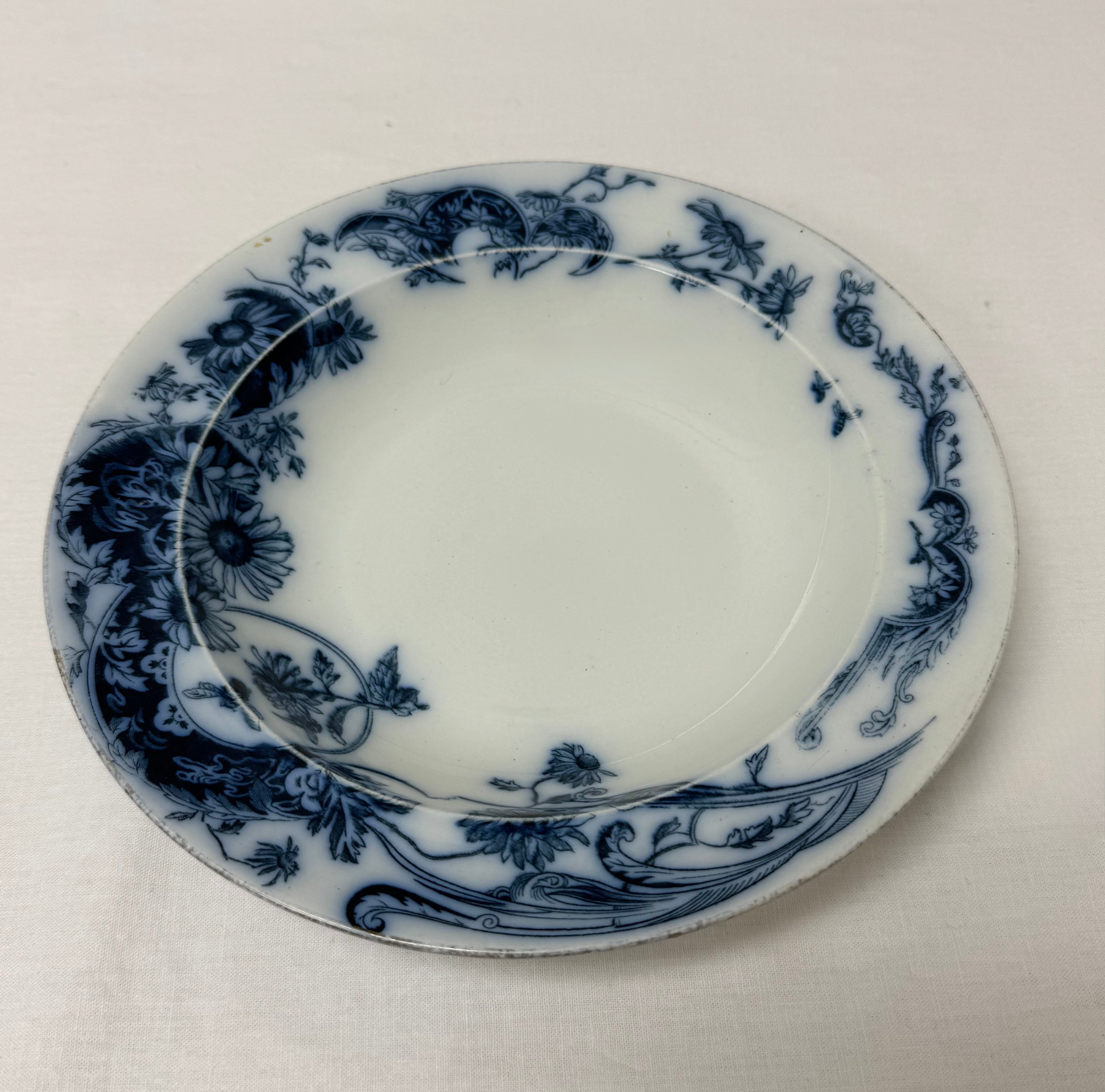 Vintage GEORGE JONES & SONS Flow Blue 'Fantasia' 9" Bowl