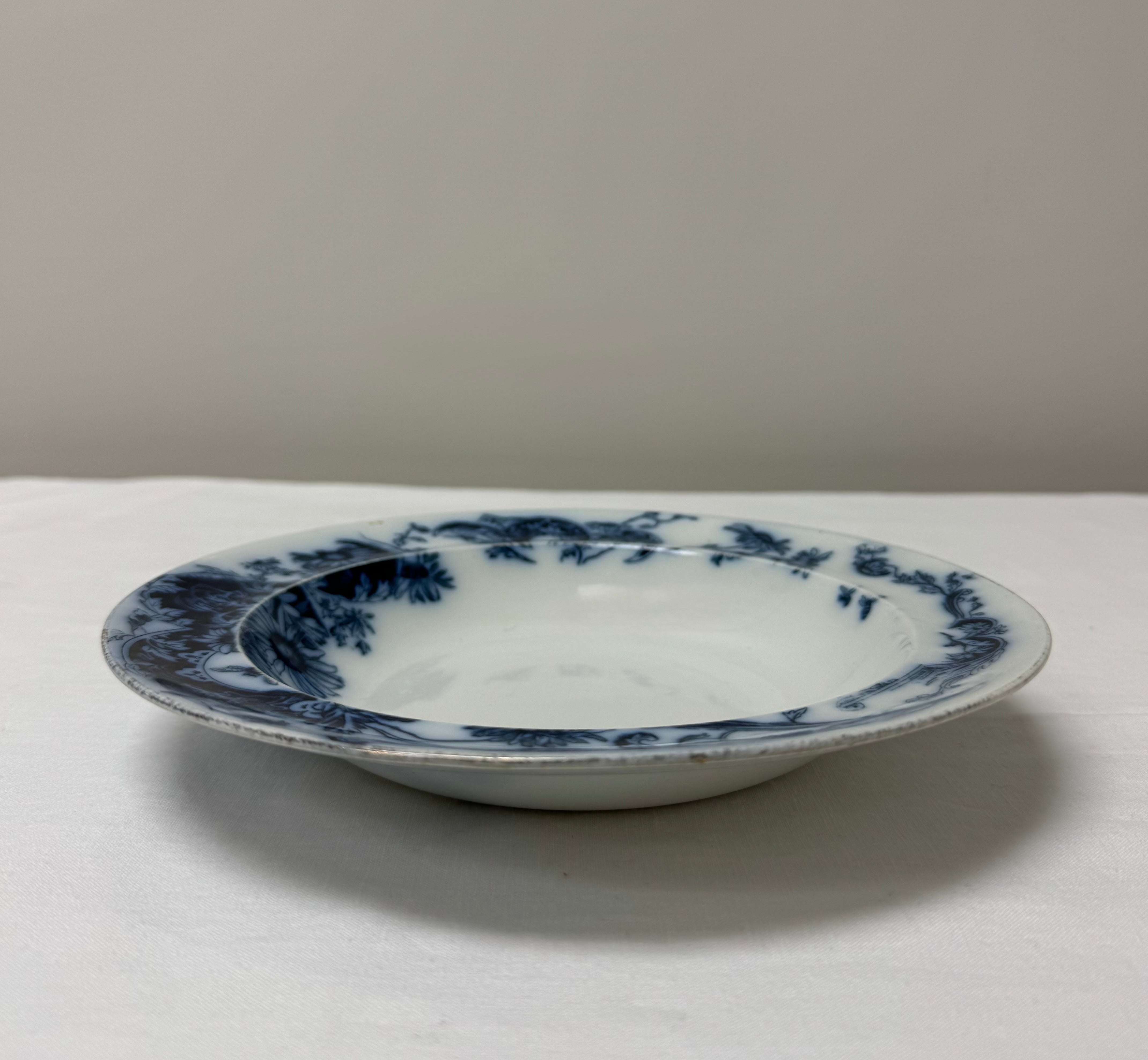 Vintage GEORGE JONES & SONS Flow Blue 'Fantasia' 9" Bowl