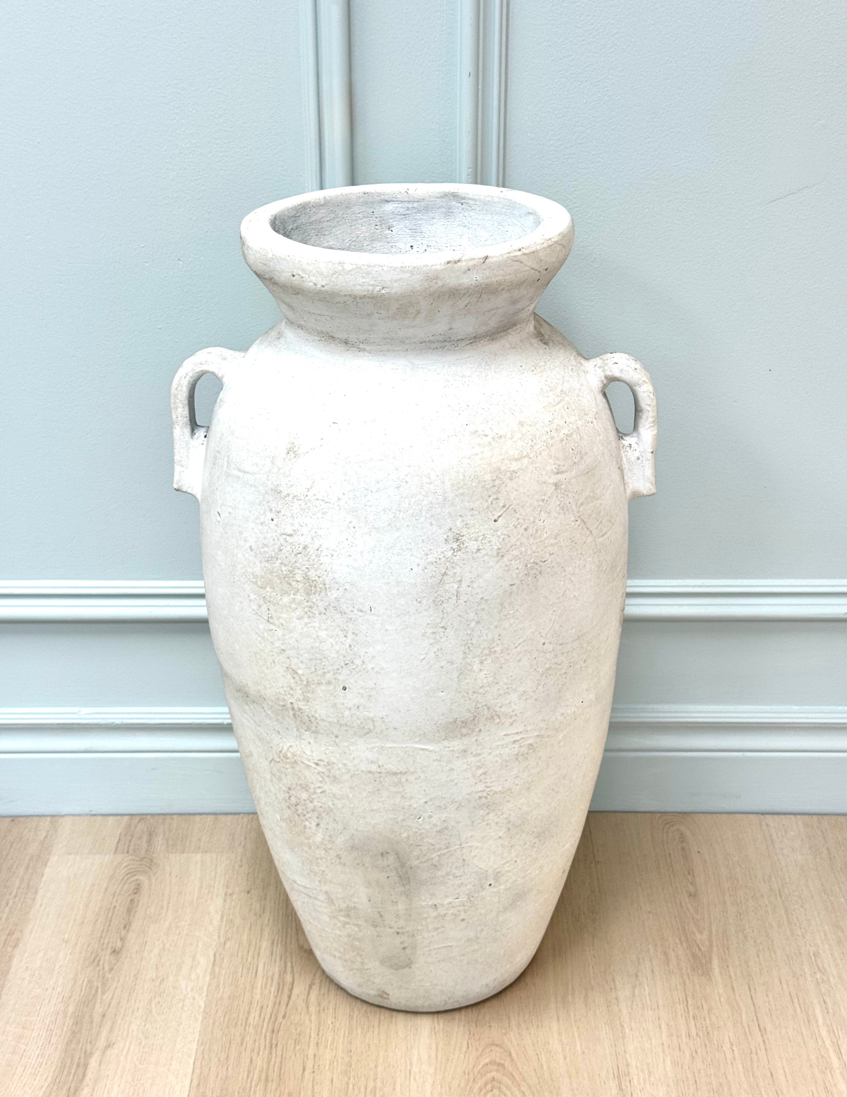 Rustic White Large Pottery Vase