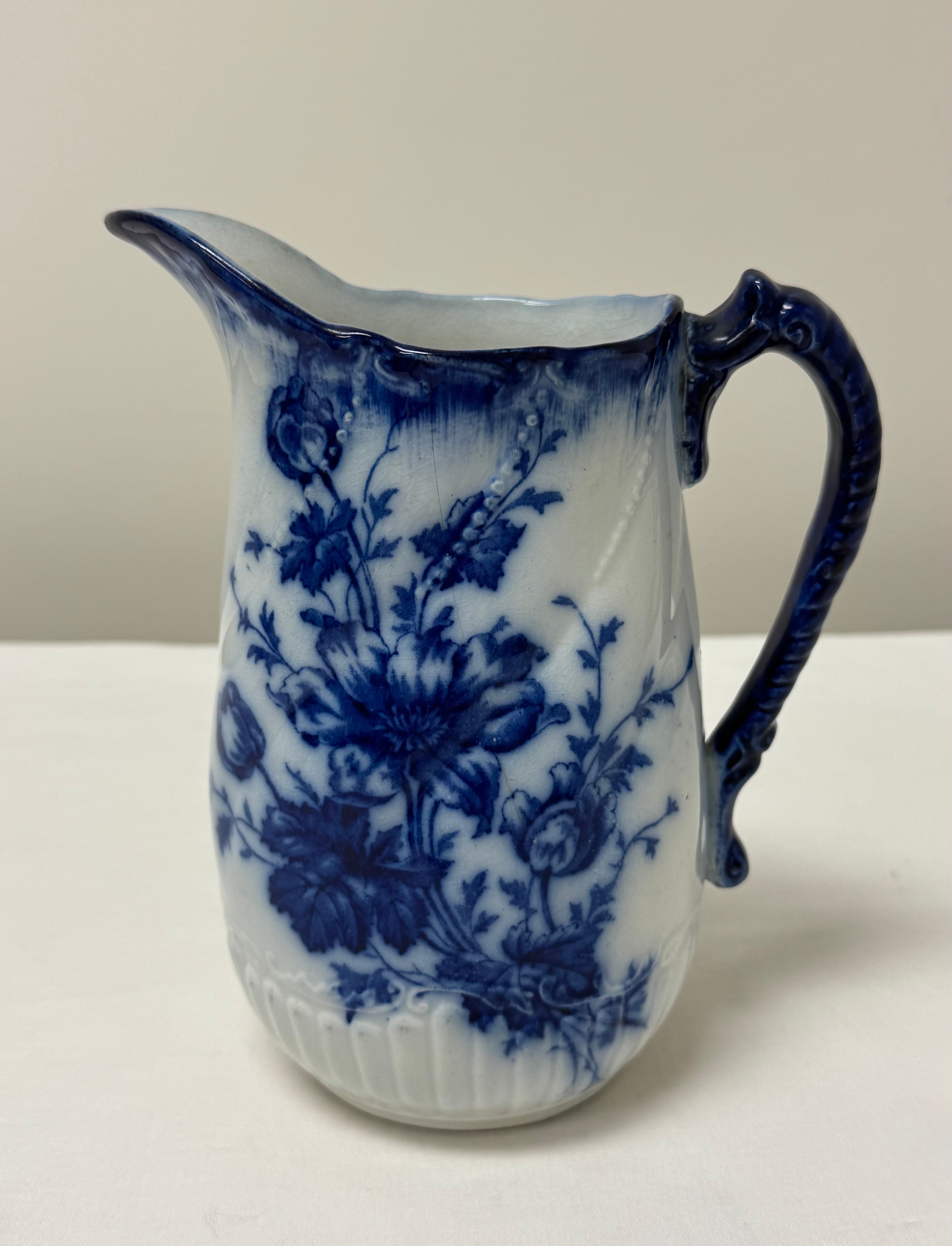 Antique Flow Blue 8" Pitcher