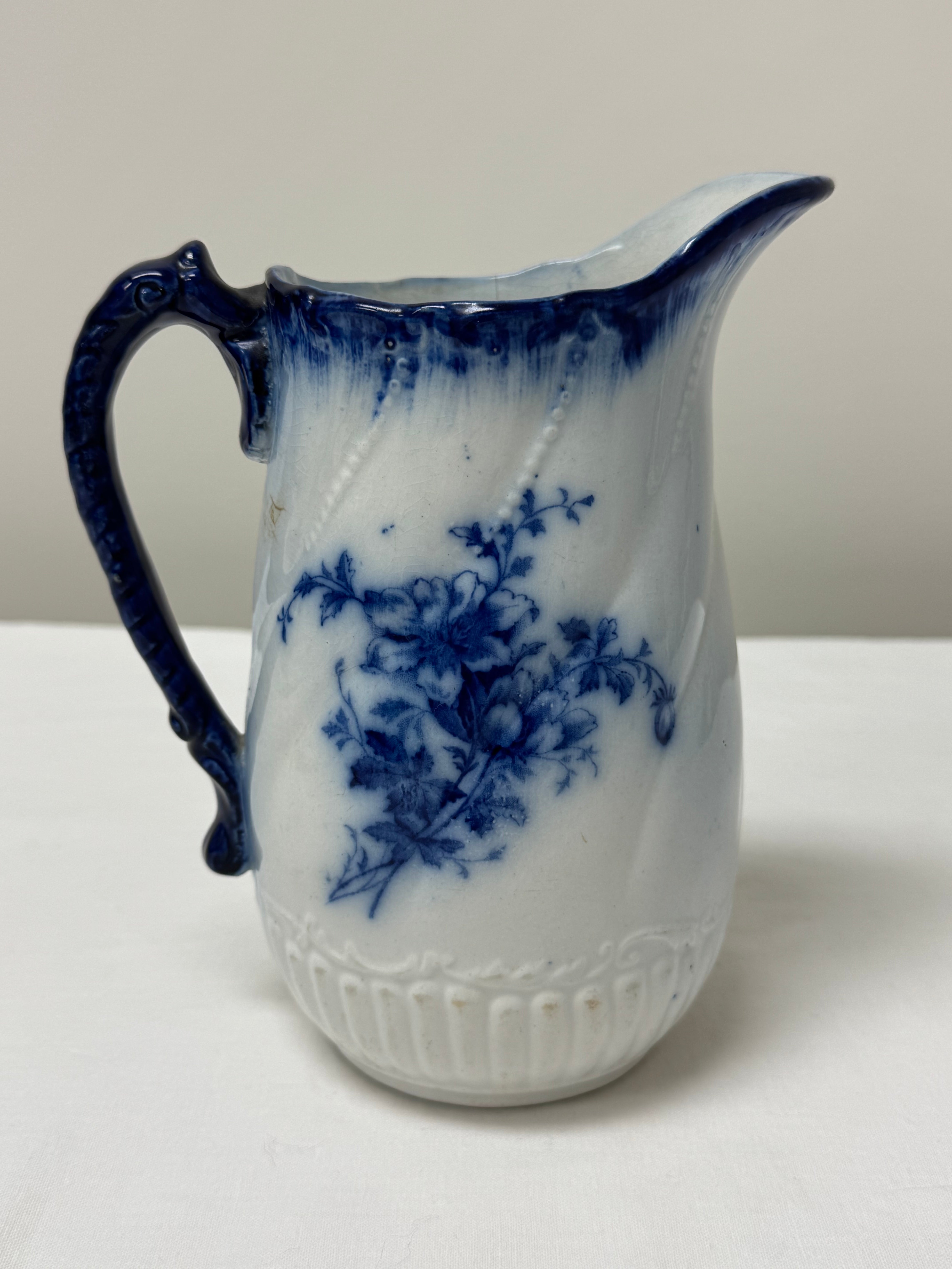 Antique Flow Blue 8" Pitcher