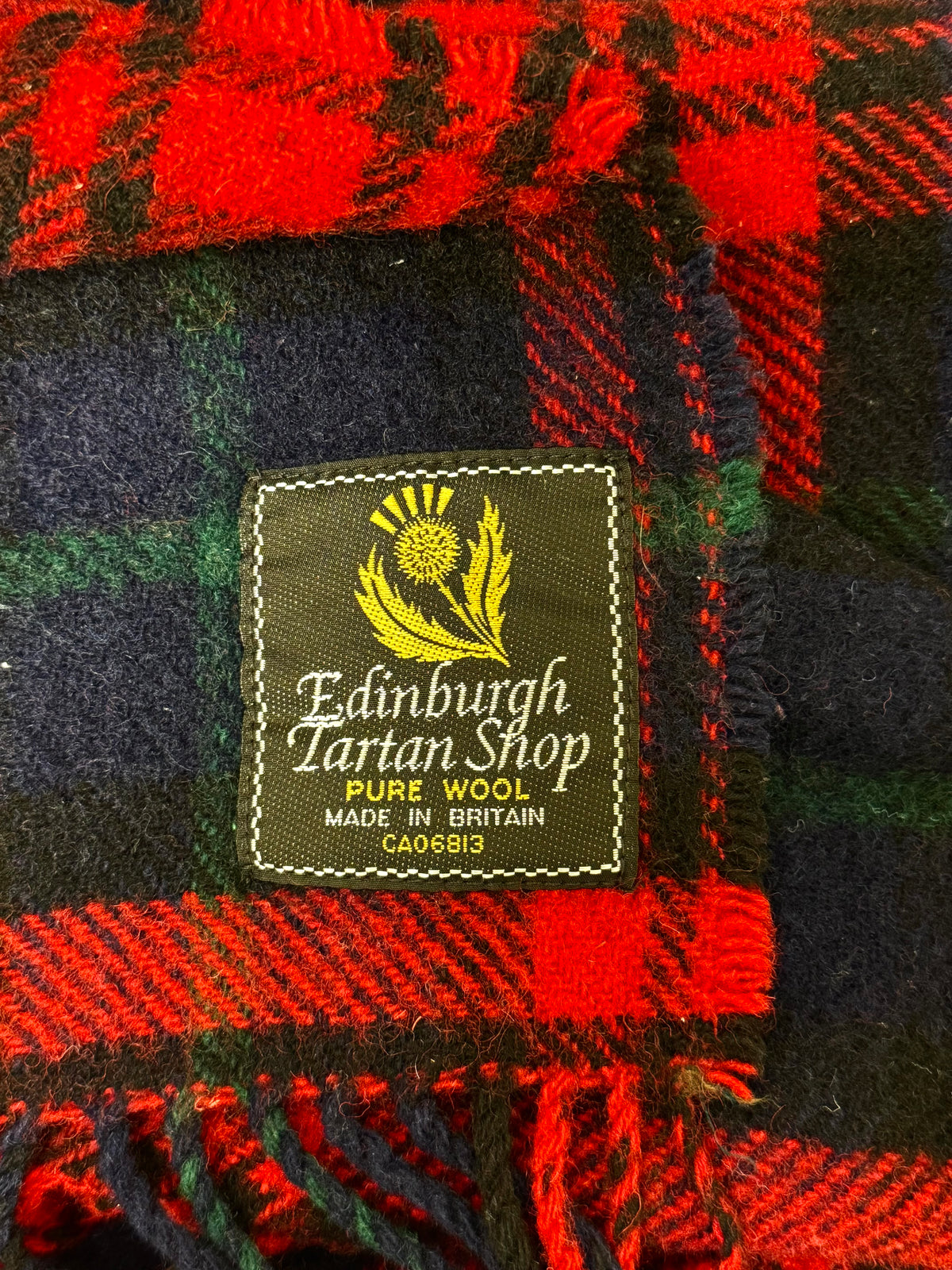 Vintage Scottish Tartan 55" x 61" Wool Throw Blanket