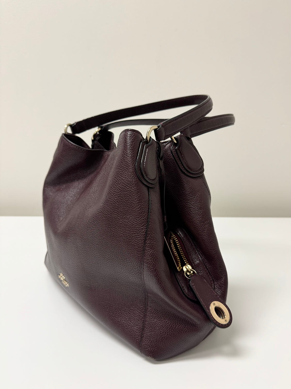 COACH 'Lexy' Oxblood Pebble Leather Shoulder Bag