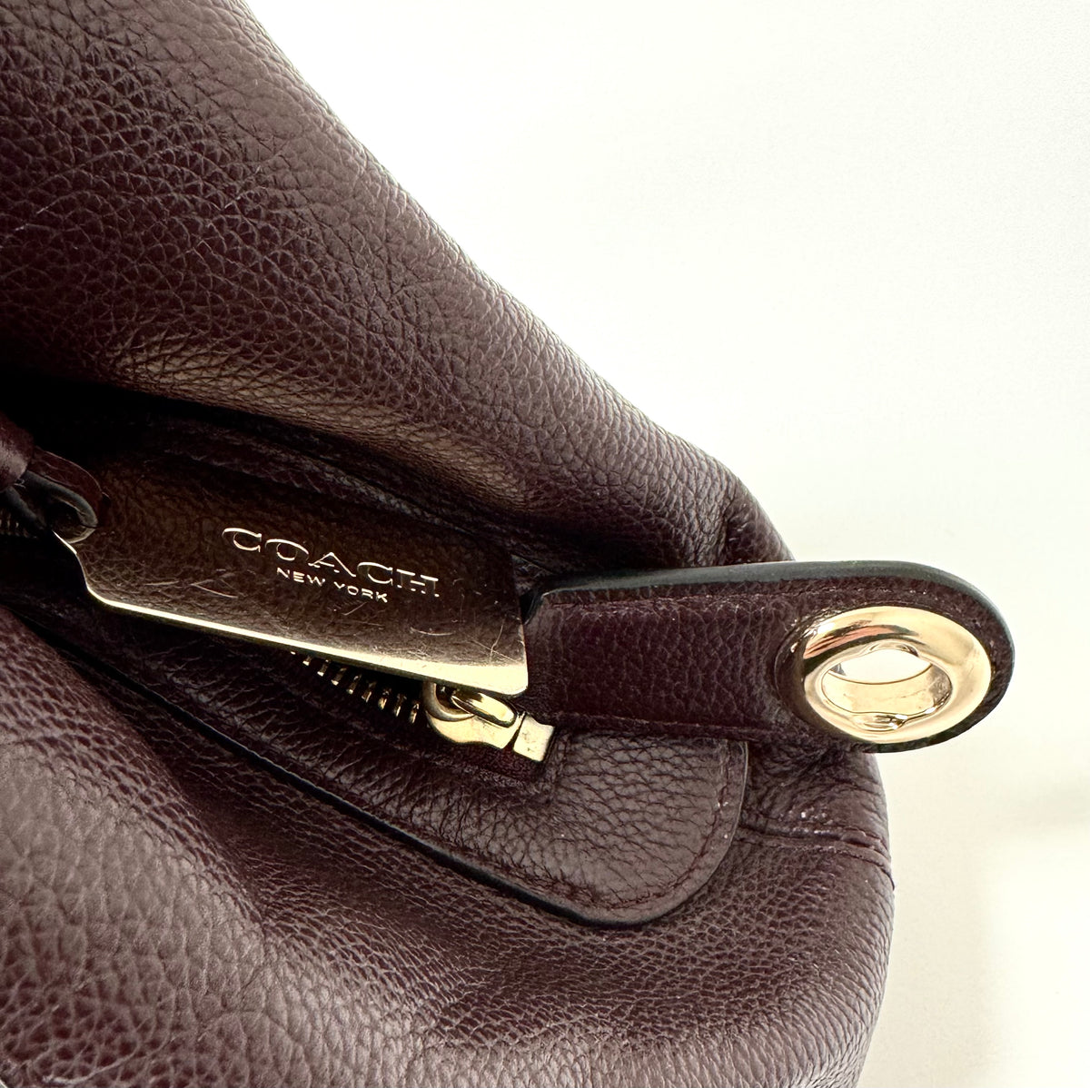 COACH 'Lexy' Oxblood Pebble Leather Shoulder Bag