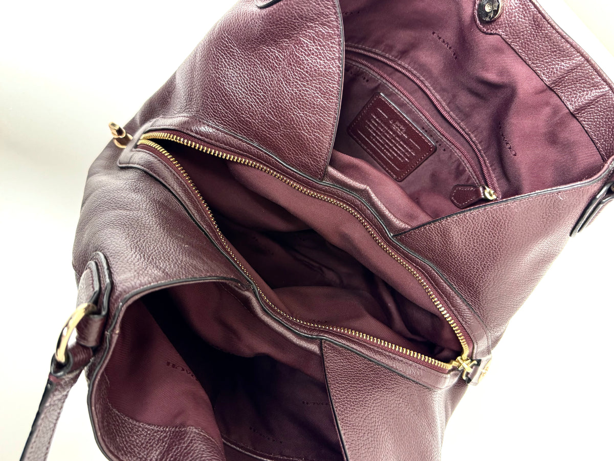 COACH 'Lexy' Oxblood Pebble Leather Shoulder Bag