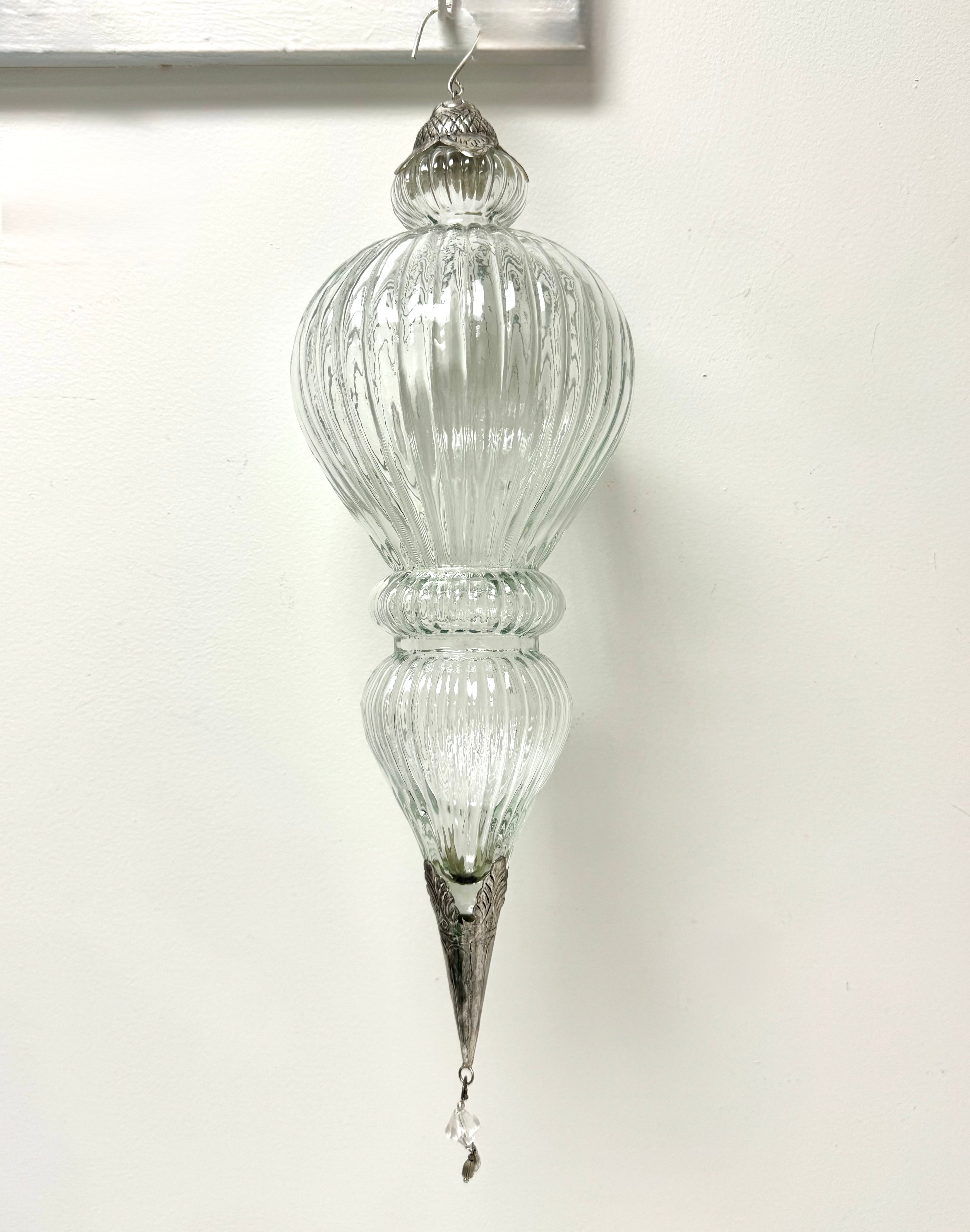 Vintage Clear Ribbed Glass Pendant Ornament