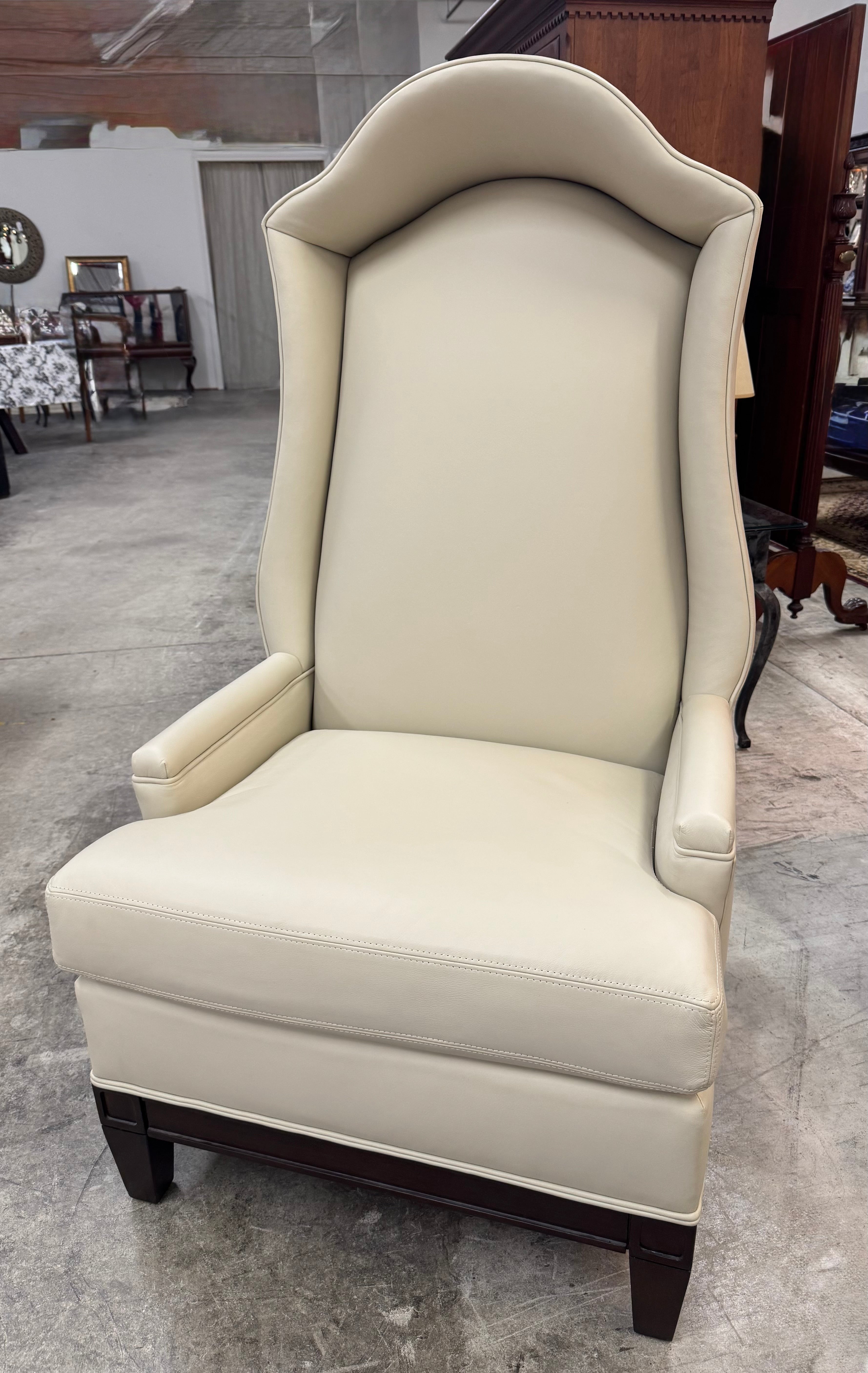 GLOBAL VIEWS Ivory Leather 'Bonnet' Chair