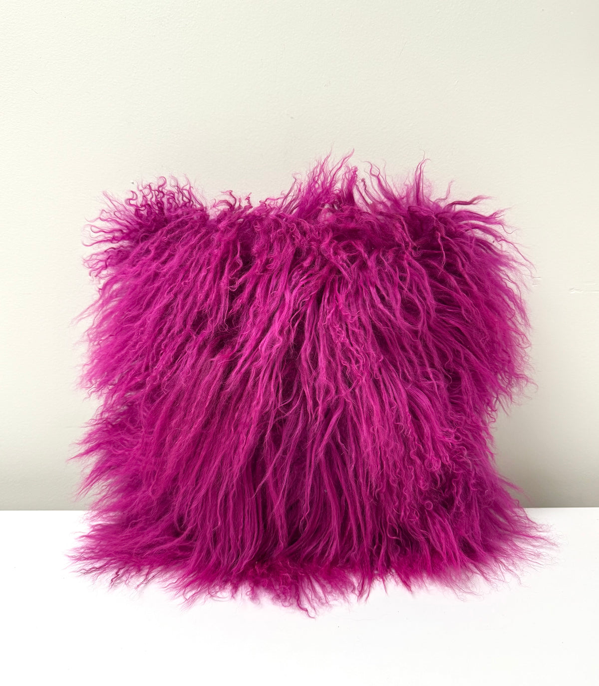 Fuchsia Mongolian Lamb 14" Pillow