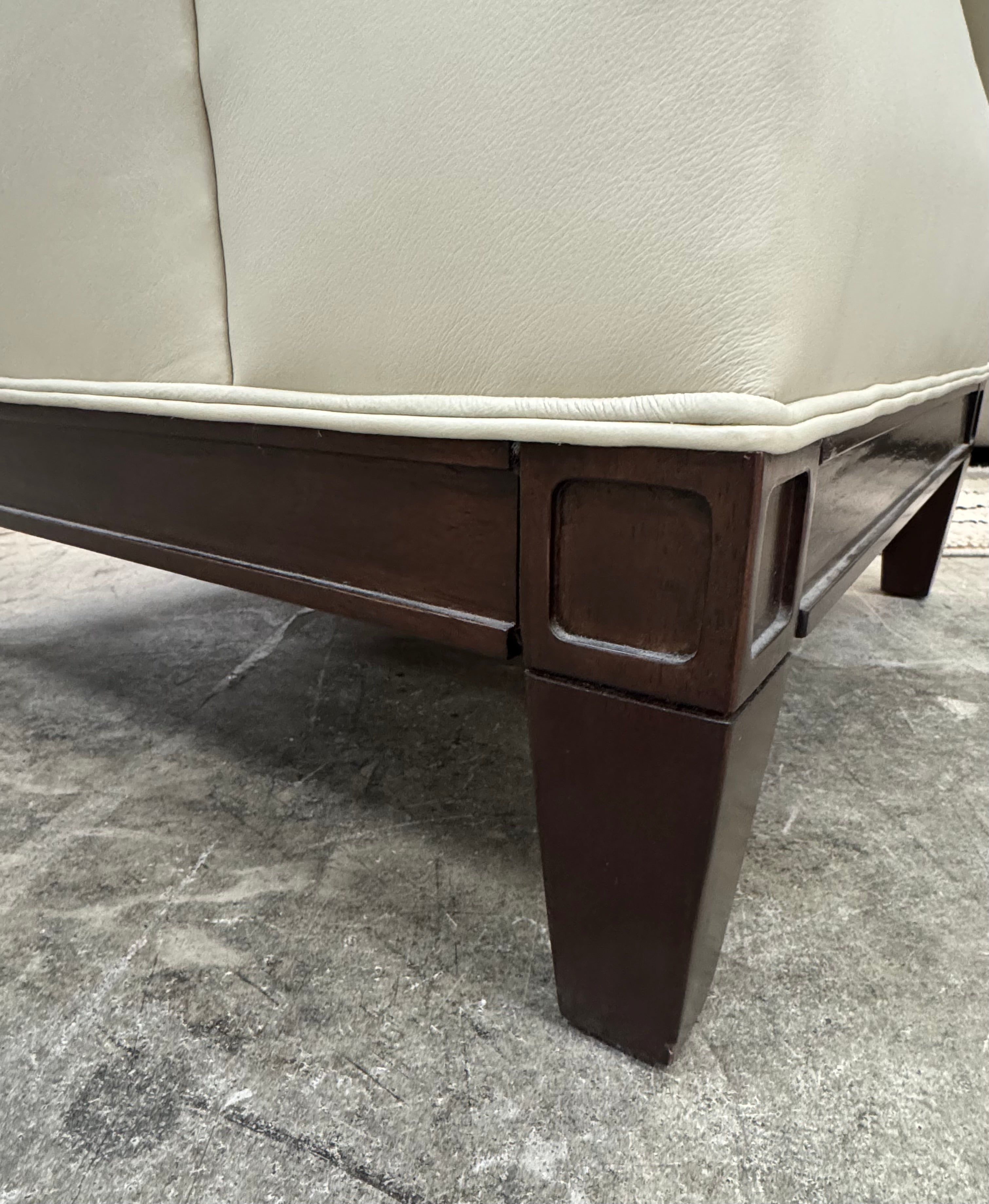 GLOBAL VIEWS Ivory Leather 'Bonnet' Chair